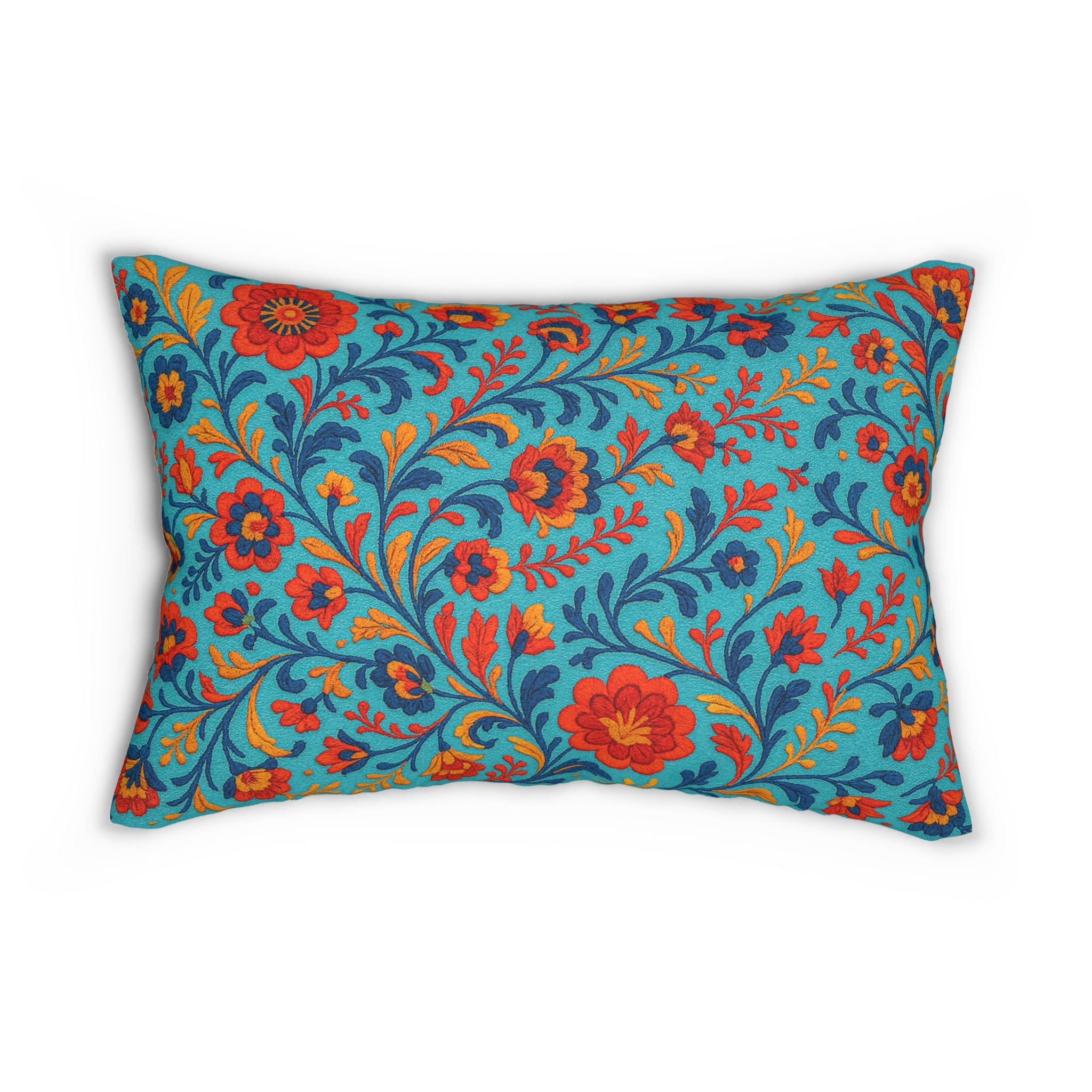 Lumbar Pillow with Vivid Floral Pattern, Decorative Accent Pillow, Home Decor, Sofa Throw Pillow