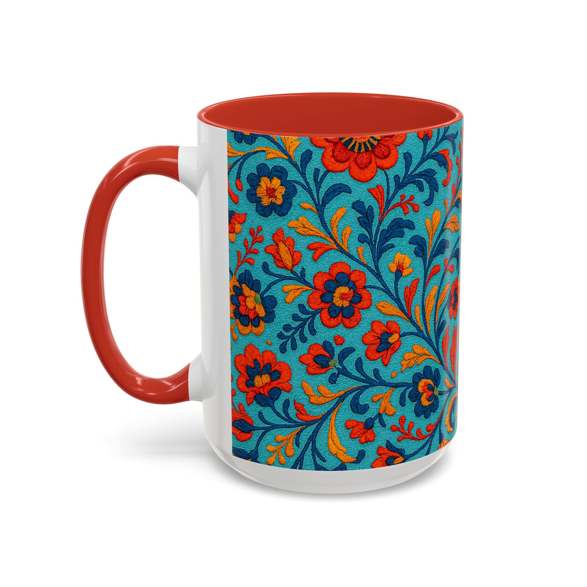 Vibrant Floral Accent Coffee Mug for Home, Office, Gifts, Mother's Day, Tea Lovers, Colorful Drinkware
