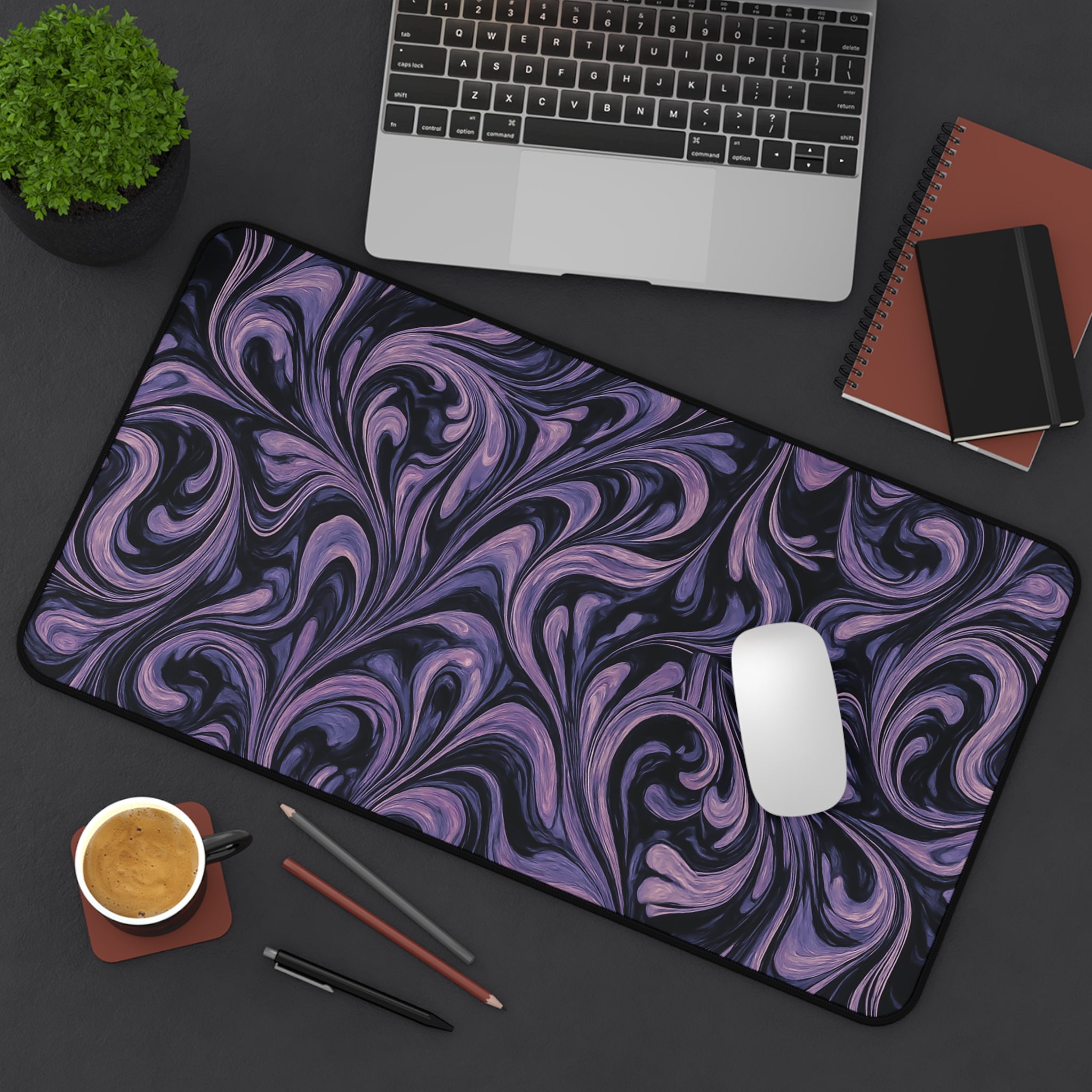 Stylish Desk Mat with Elegant Swirl Design, Office Decor, Home Workspace Accessory, Gift for Remote Workers, Desk Accessories