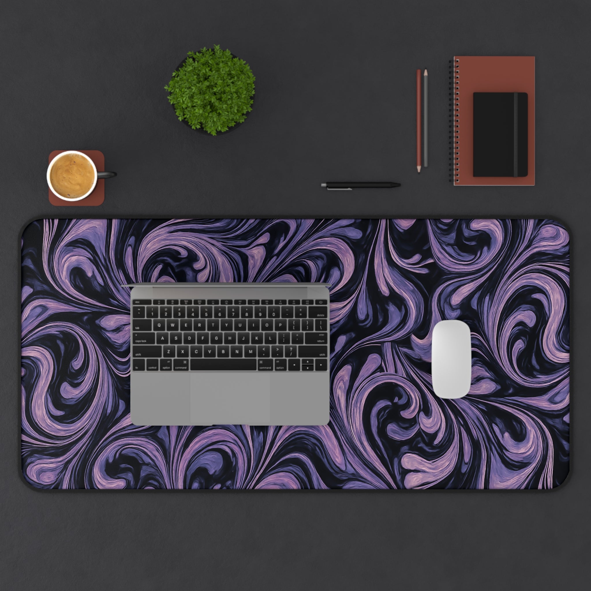 Stylish Desk Mat with Elegant Swirl Design, Office Decor, Home Workspace Accessory, Gift for Remote Workers, Desk Accessories