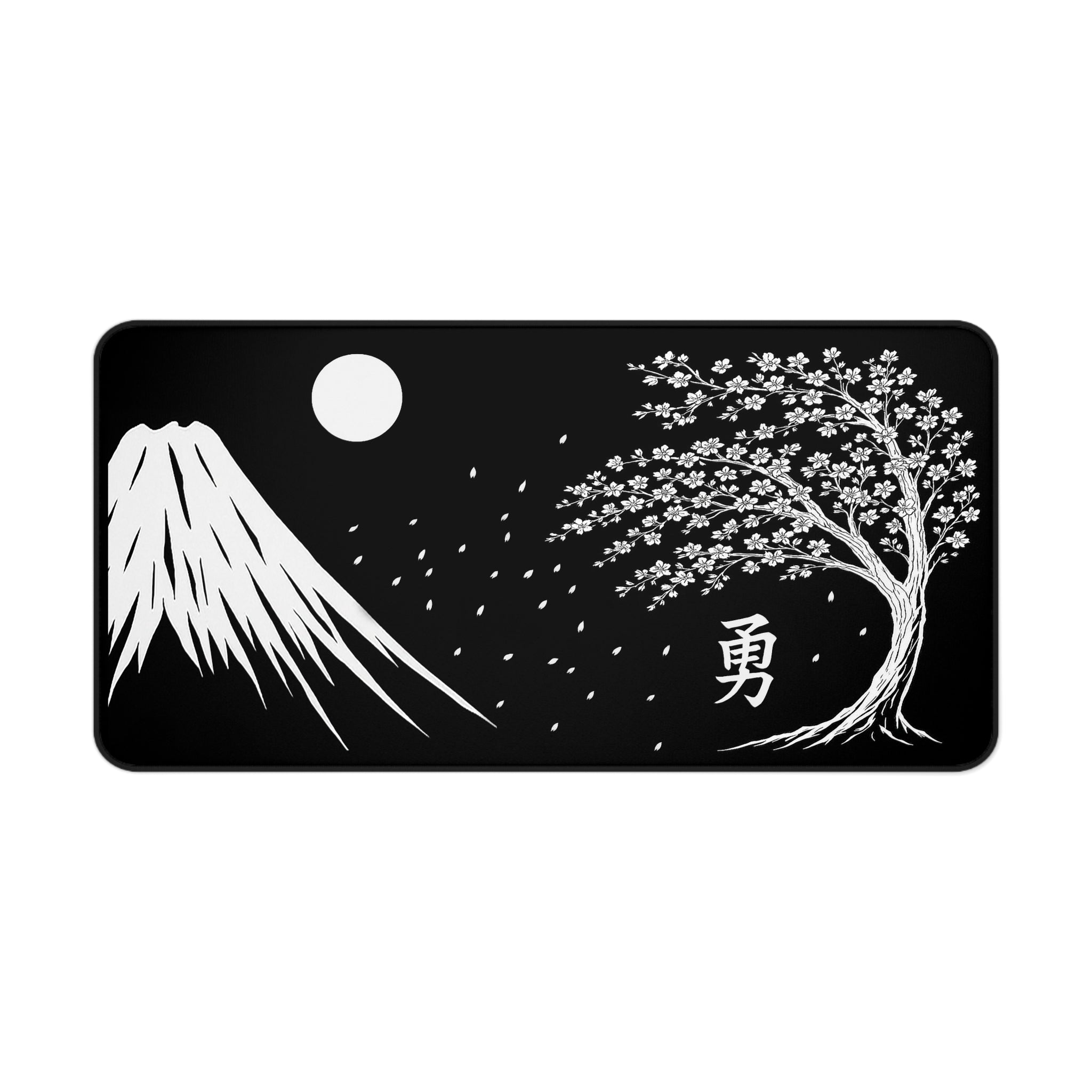 Japanese Zen Desk Mat, Peaceful Workspace Decor, Office Gift, Mount Fuji, Sakura Tree Design