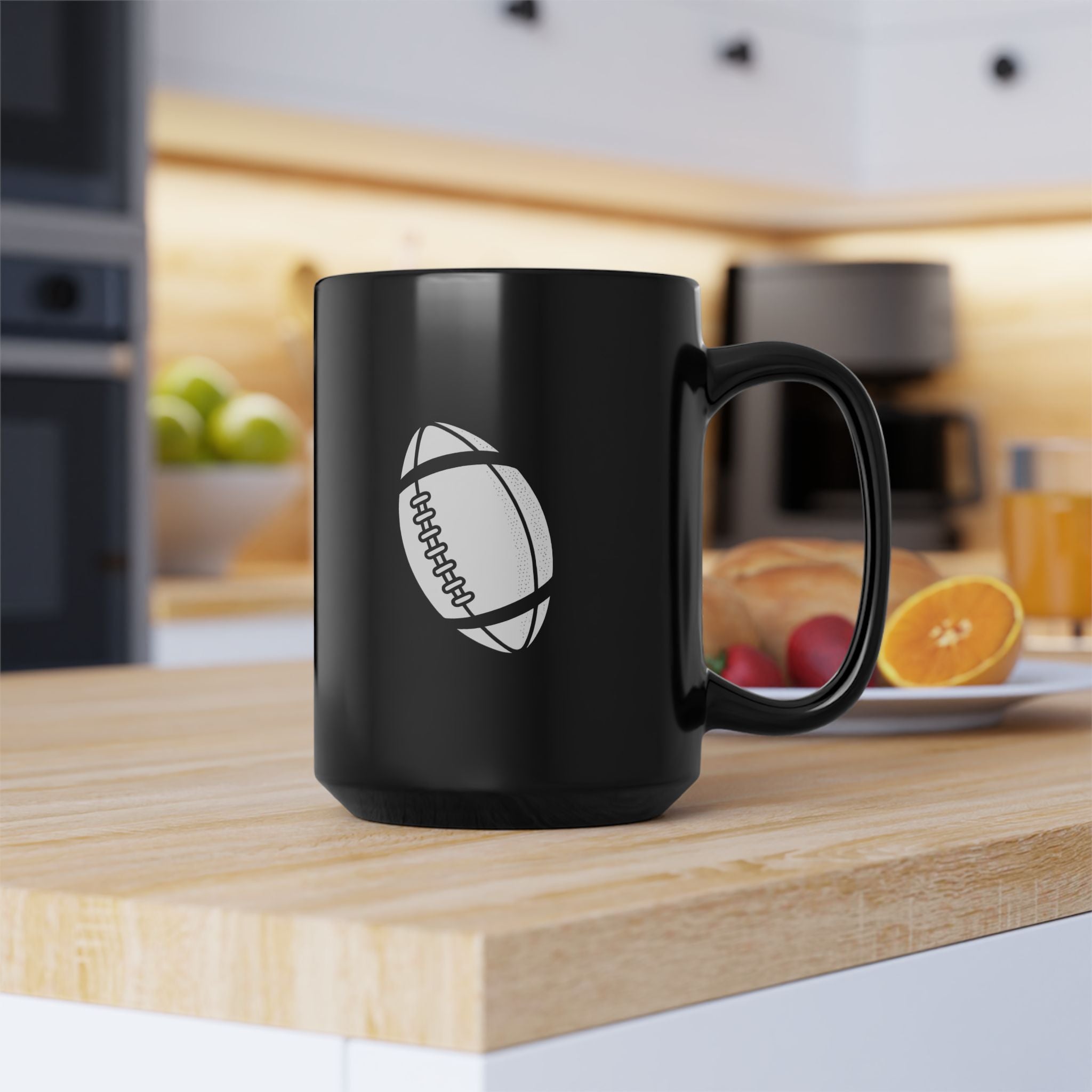 Football Skull Mug - Perfect for Sports Fans, Halloween, Gifting, Home Decor, Coffee Lover's Black Mug