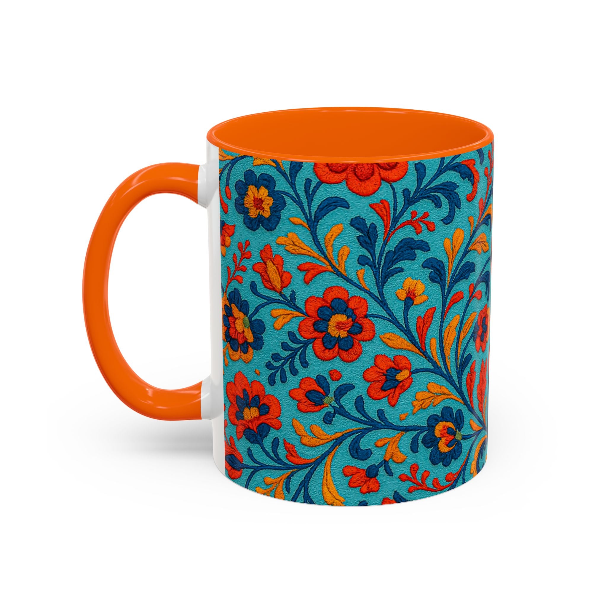 Vibrant Floral Accent Coffee Mug for Home, Office, Gifts, Mother's Day, Tea Lovers, Colorful Drinkware