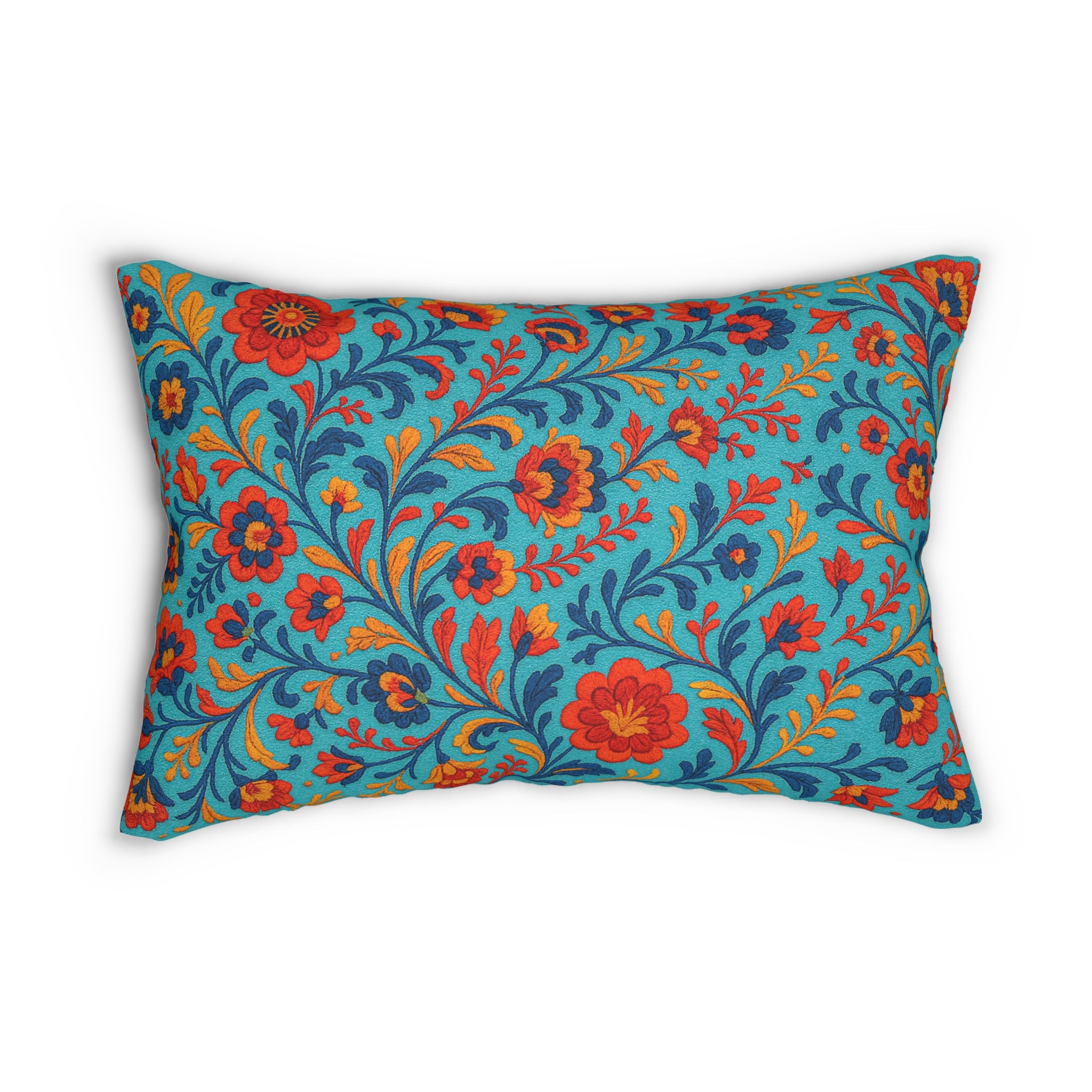 Lumbar Pillow with Vivid Floral Pattern, Decorative Accent Pillow, Home Decor, Sofa Throw Pillow