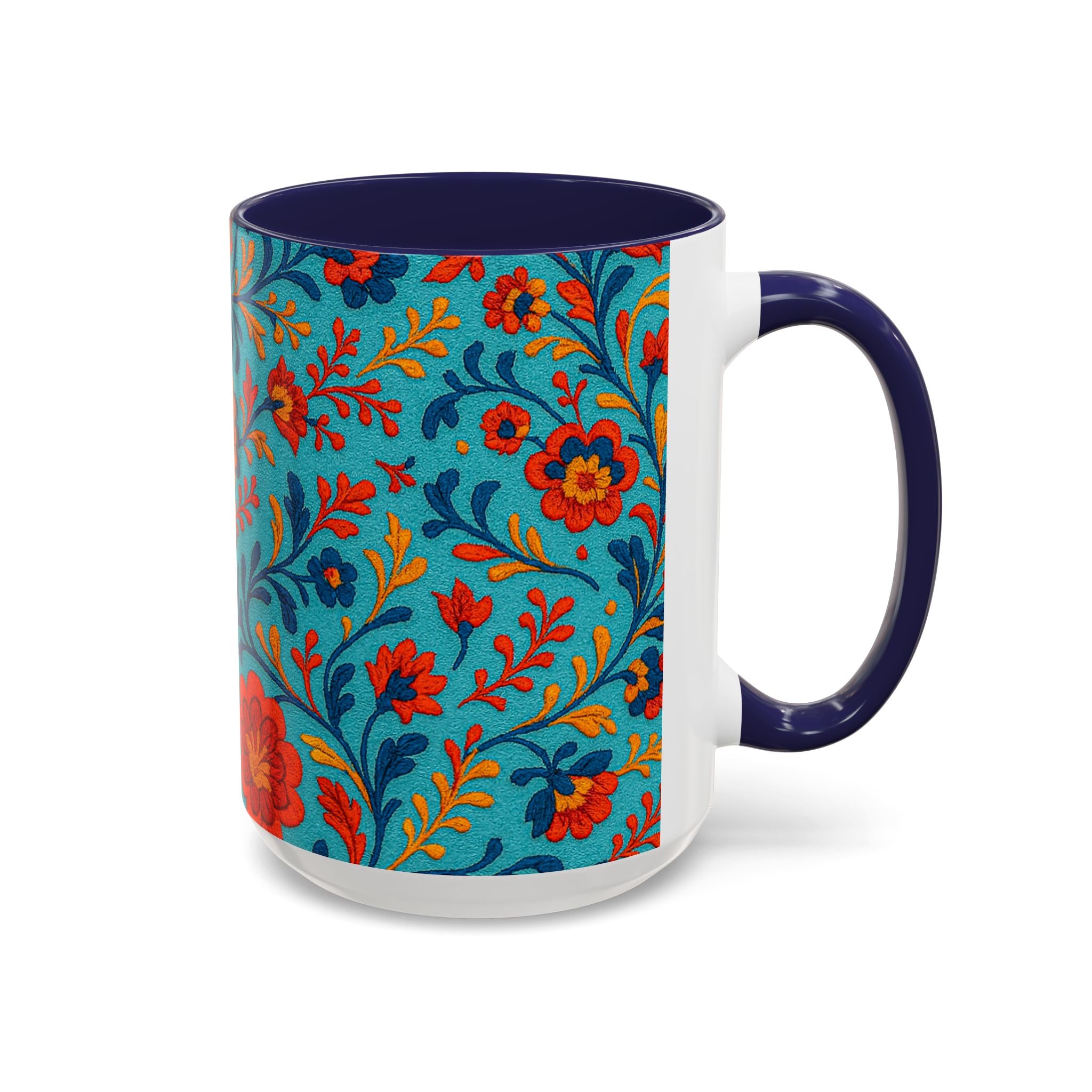 Vibrant Floral Accent Coffee Mug for Home, Office, Gifts, Mother's Day, Tea Lovers, Colorful Drinkware