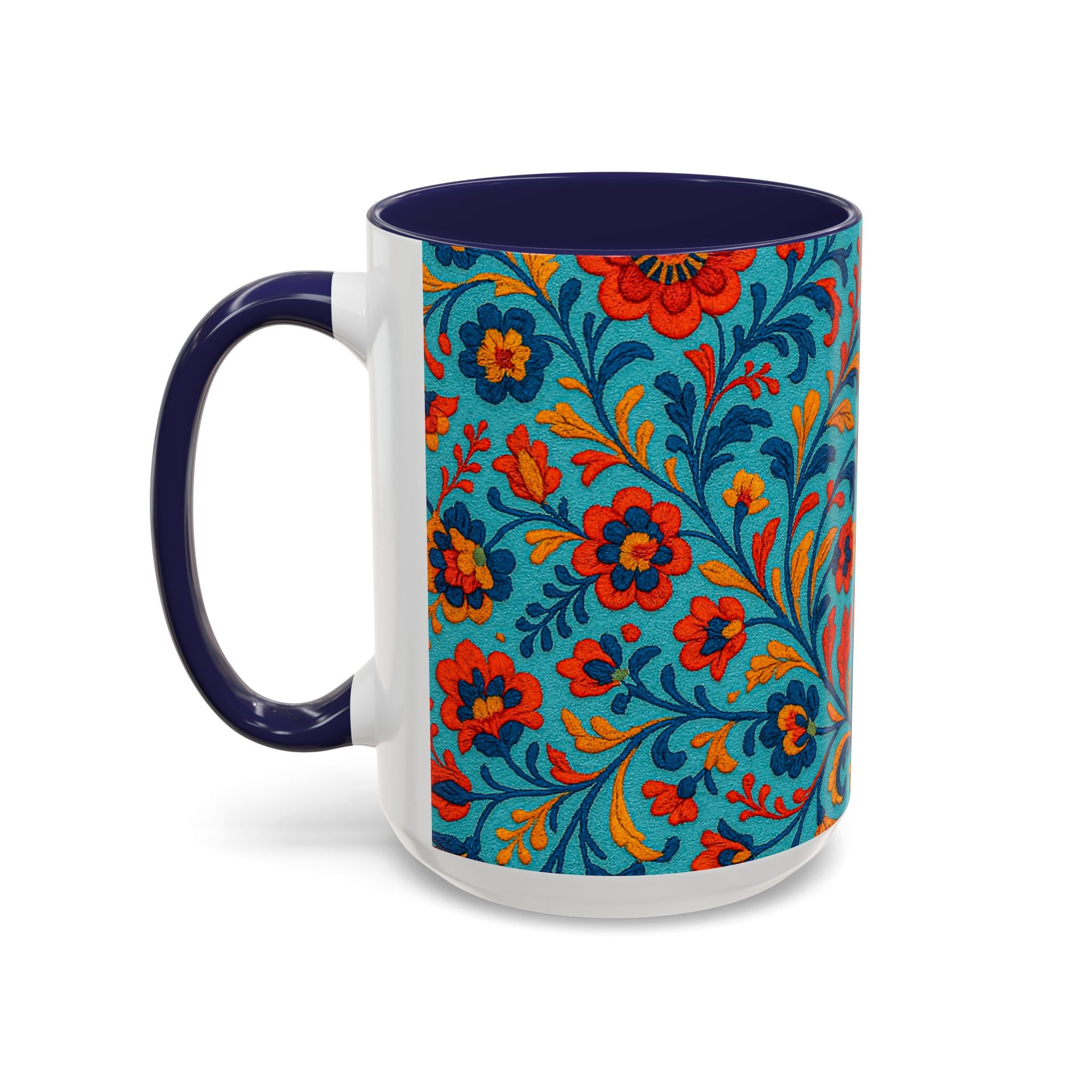 Vibrant Floral Accent Coffee Mug for Home, Office, Gifts, Mother's Day, Tea Lovers, Colorful Drinkware