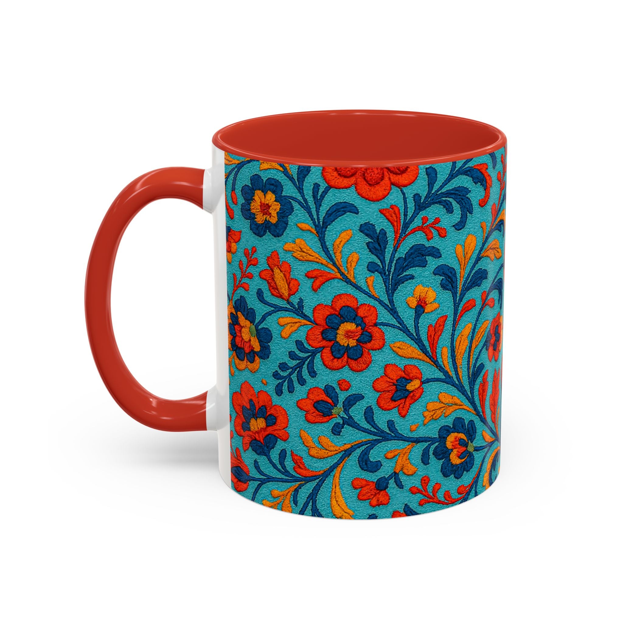 Vibrant Floral Accent Coffee Mug for Home, Office, Gifts, Mother's Day, Tea Lovers, Colorful Drinkware