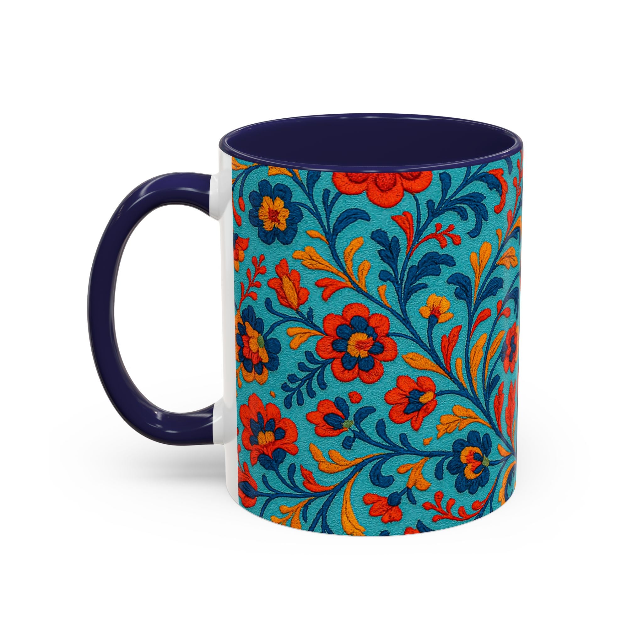 Vibrant Floral Accent Coffee Mug for Home, Office, Gifts, Mother's Day, Tea Lovers, Colorful Drinkware