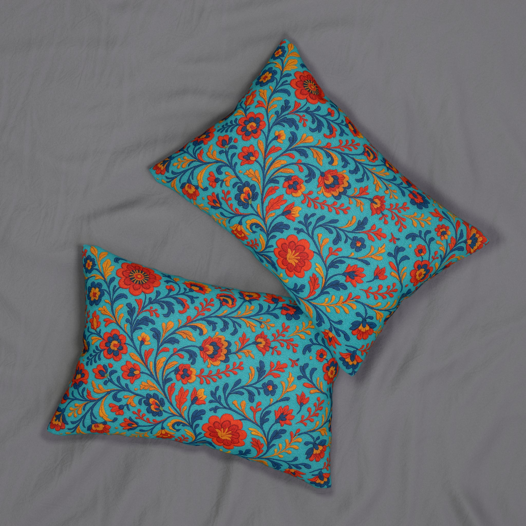 Lumbar Pillow with Vivid Floral Pattern, Decorative Accent Pillow, Home Decor, Sofa Throw Pillow