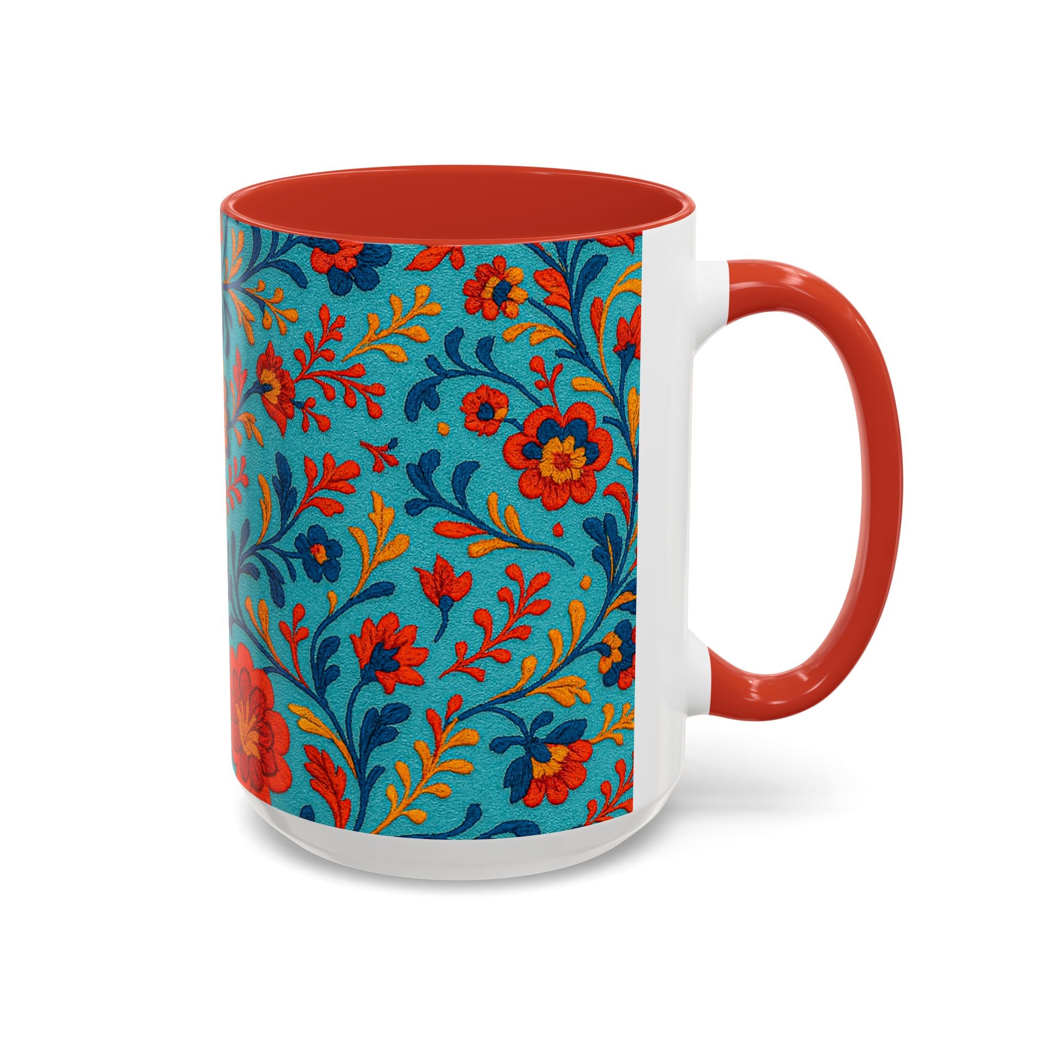 Vibrant Floral Accent Coffee Mug for Home, Office, Gifts, Mother's Day, Tea Lovers, Colorful Drinkware