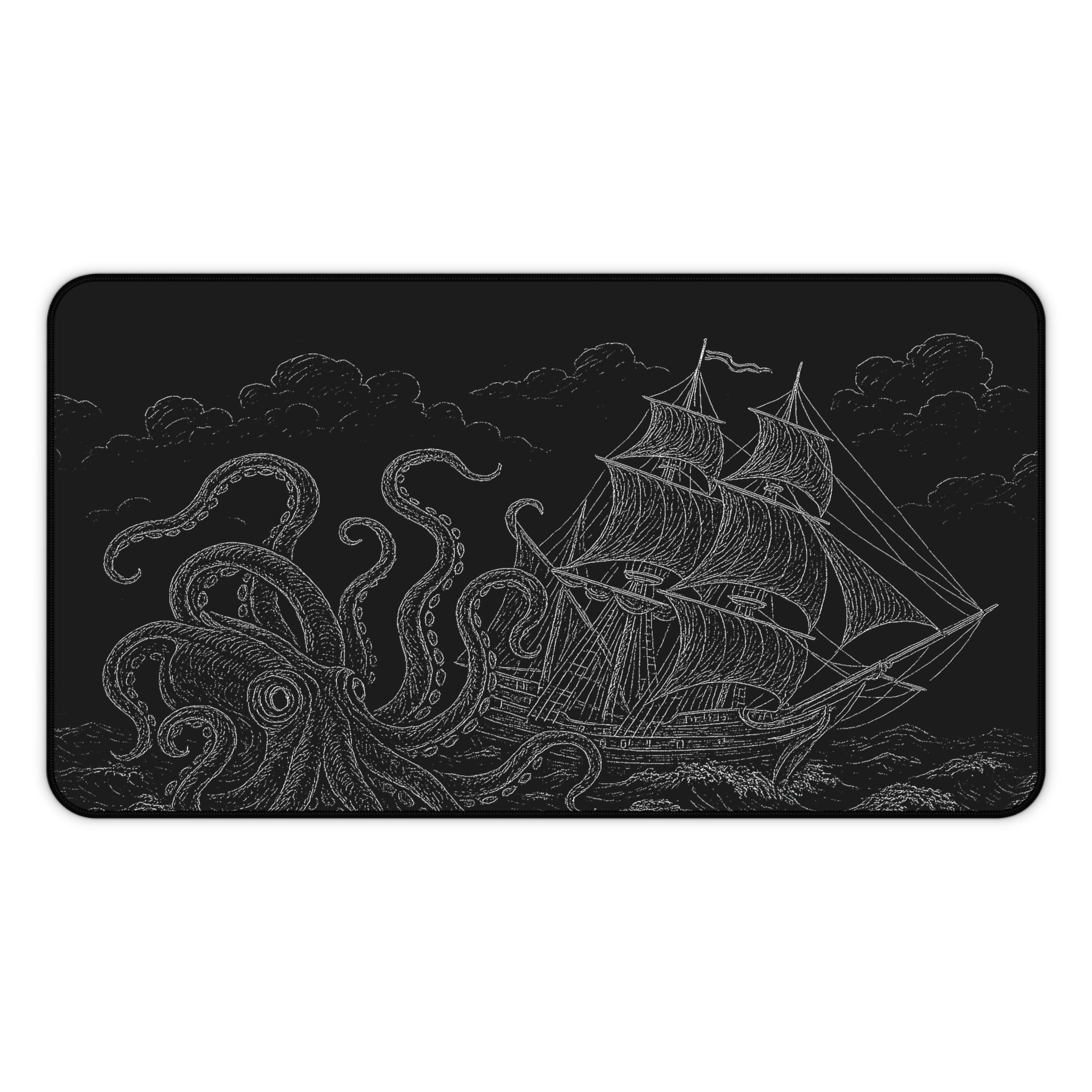Nautical Octopus Desk Mat | Sea Creature Office Decor, Gaming Mat, Gift for Sailors, Coastal Theme, Nautical Home Office