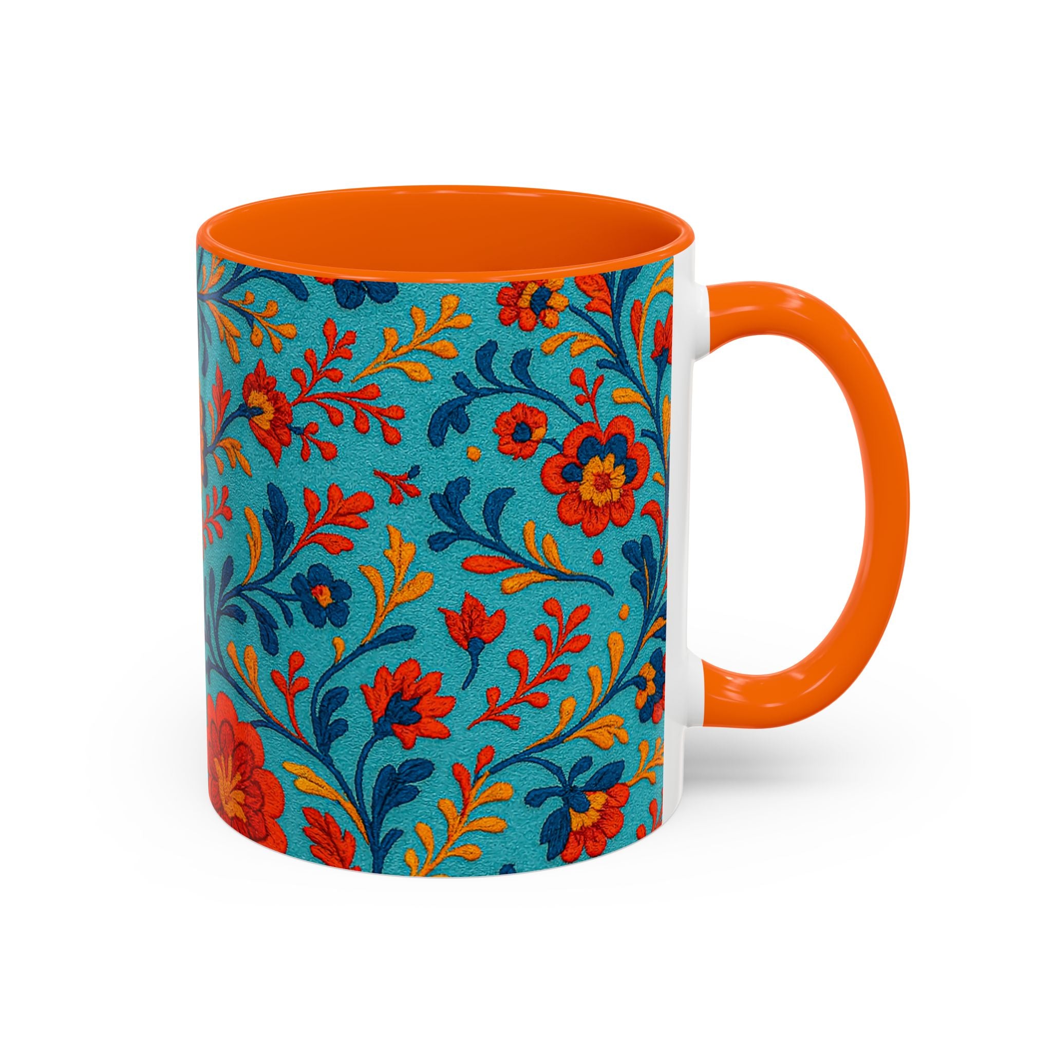 Vibrant Floral Accent Coffee Mug for Home, Office, Gifts, Mother's Day, Tea Lovers, Colorful Drinkware