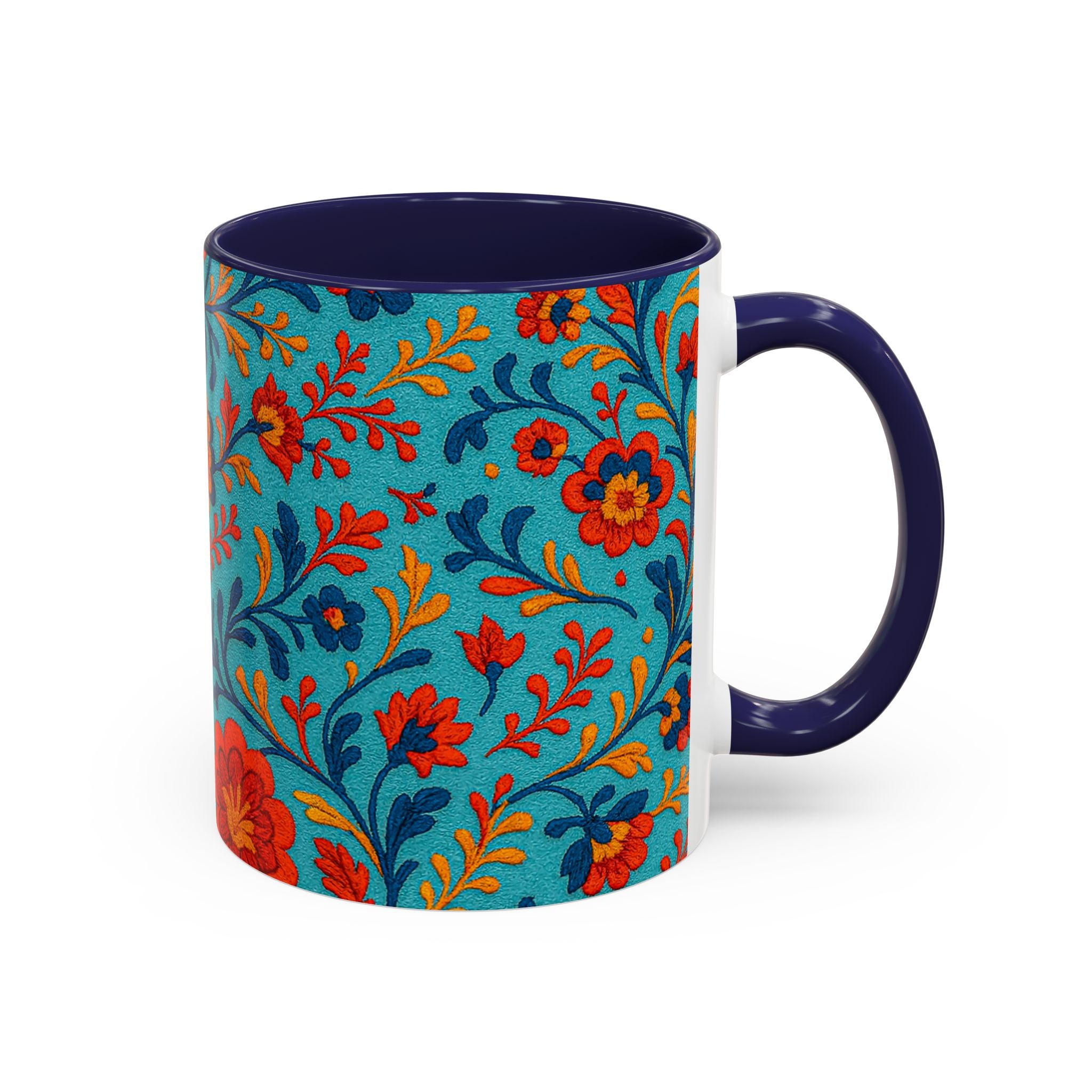 Vibrant Floral Accent Coffee Mug for Home, Office, Gifts, Mother's Day, Tea Lovers, Colorful Drinkware