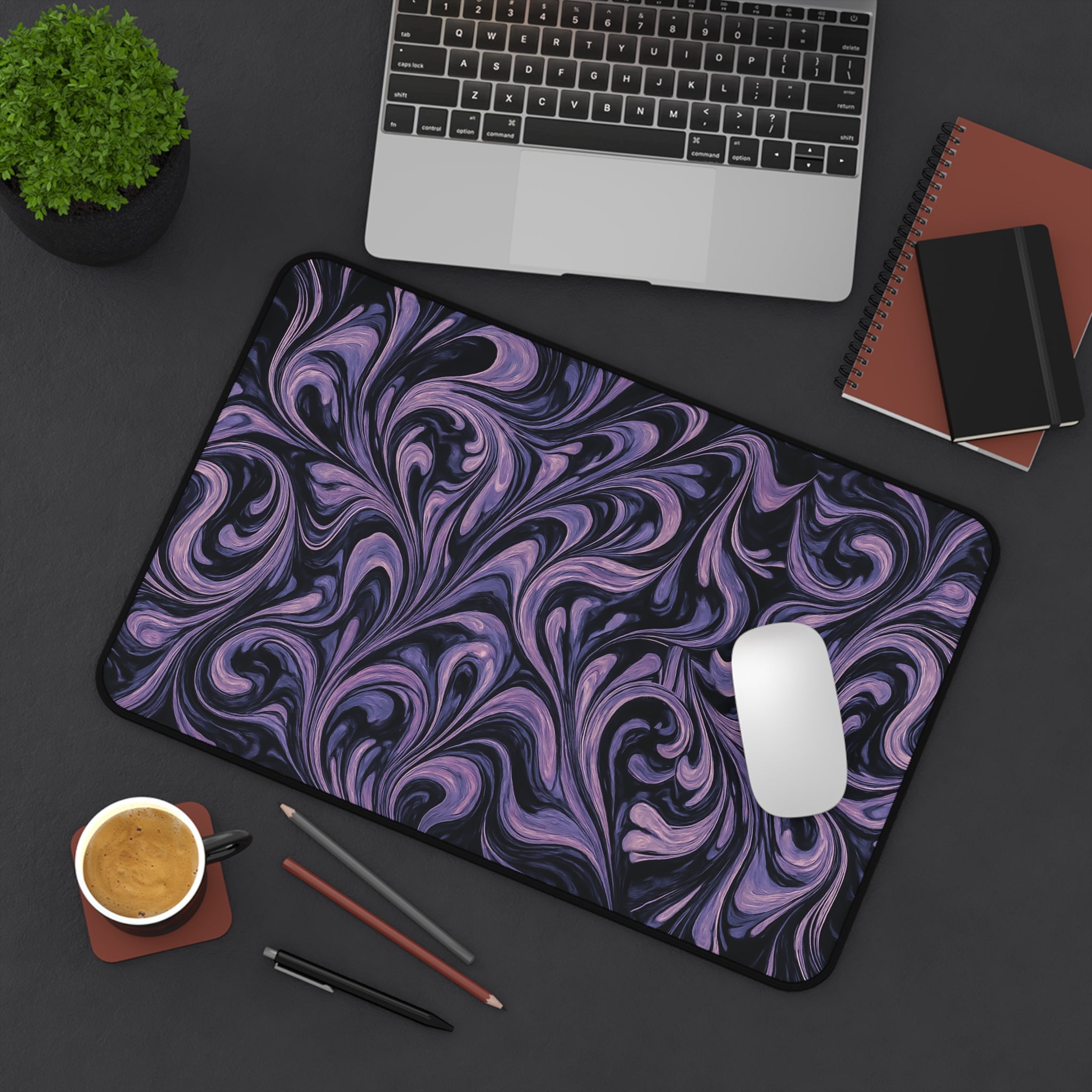 Stylish Desk Mat with Elegant Swirl Design, Office Decor, Home Workspace Accessory, Gift for Remote Workers, Desk Accessories