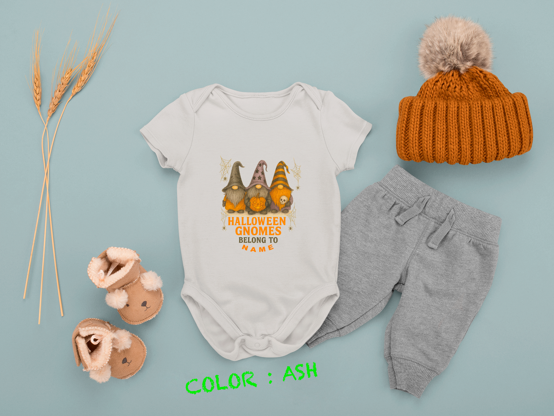 Halloween Baby Outfit, Fun Baby Outfit, Adorable Bodysuit, Baby Shower Favor, Baby Clothes. Garden Gnome Themed.