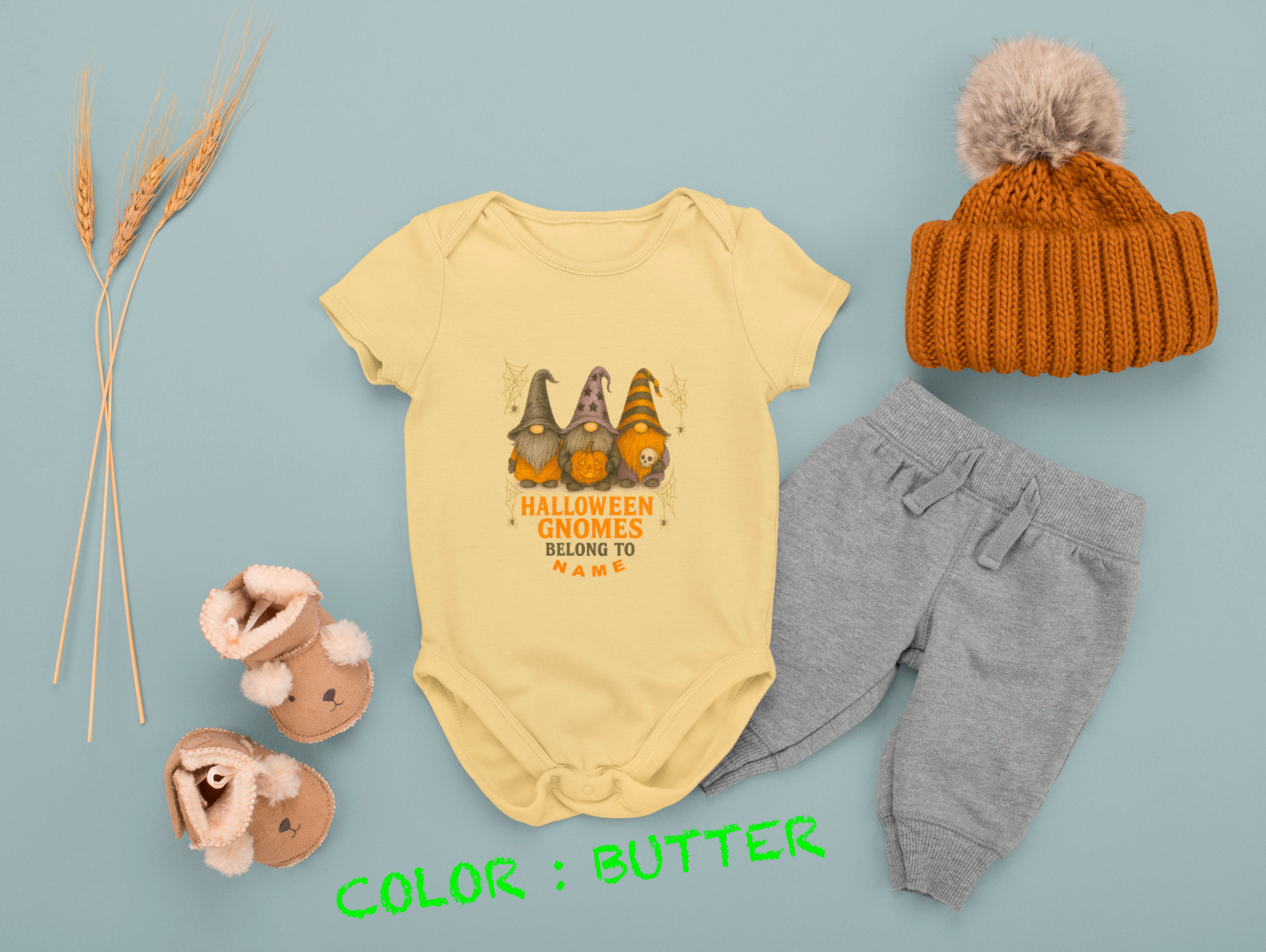 Halloween Baby Outfit, Fun Baby Outfit, Adorable Bodysuit, Baby Shower Favor, Baby Clothes. Garden Gnome Themed.
