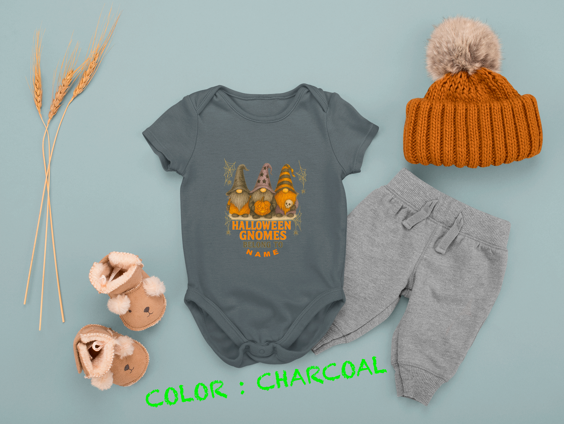 Halloween Baby Outfit, Fun Baby Outfit, Adorable Bodysuit, Baby Shower Favor, Baby Clothes. Garden Gnome Themed.
