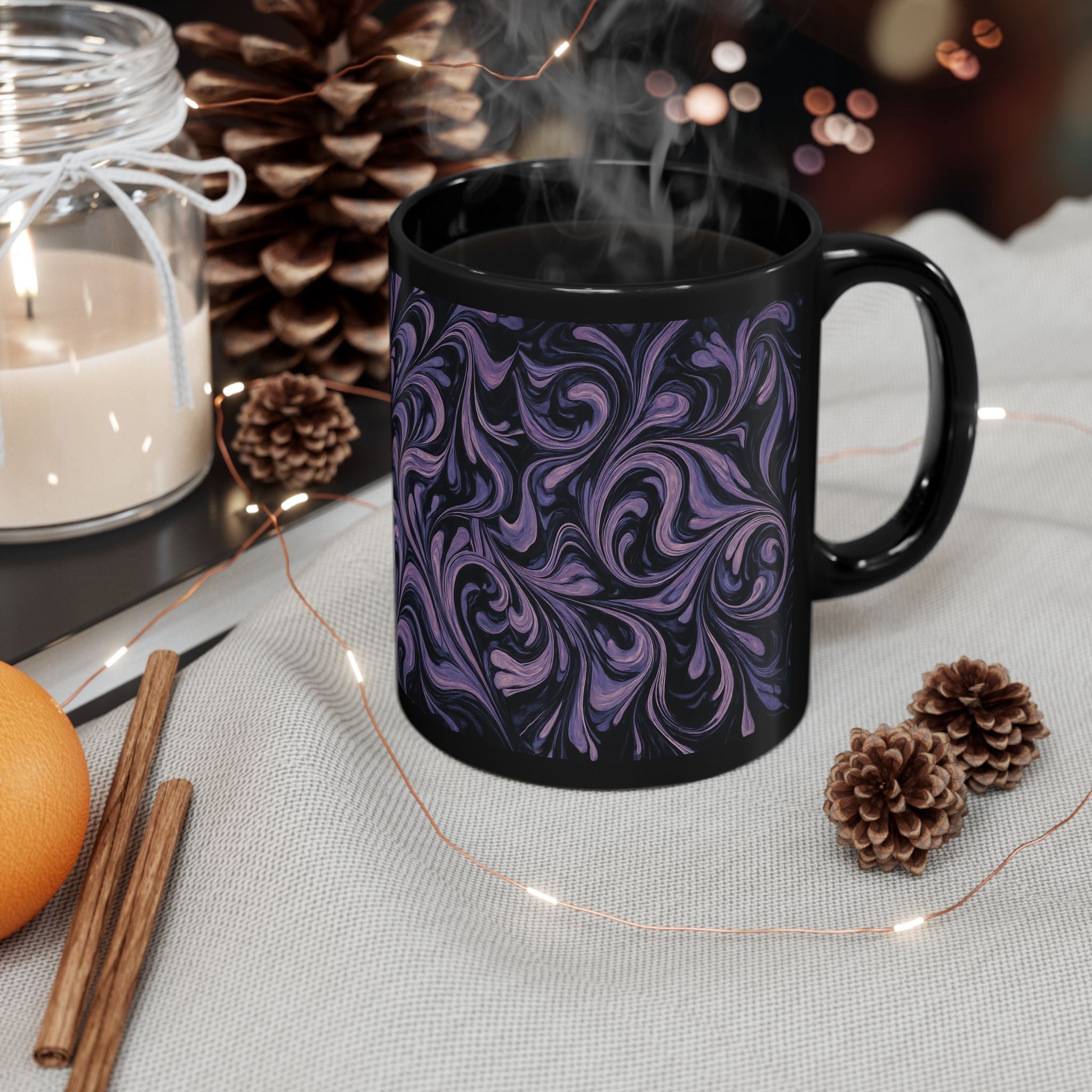 Elegant Swirl Mug - Coffee Lover Gift, Home Decor, Marbled Drinkware, Unique Kitchenware, Tea Mug, Dark Aesthetic