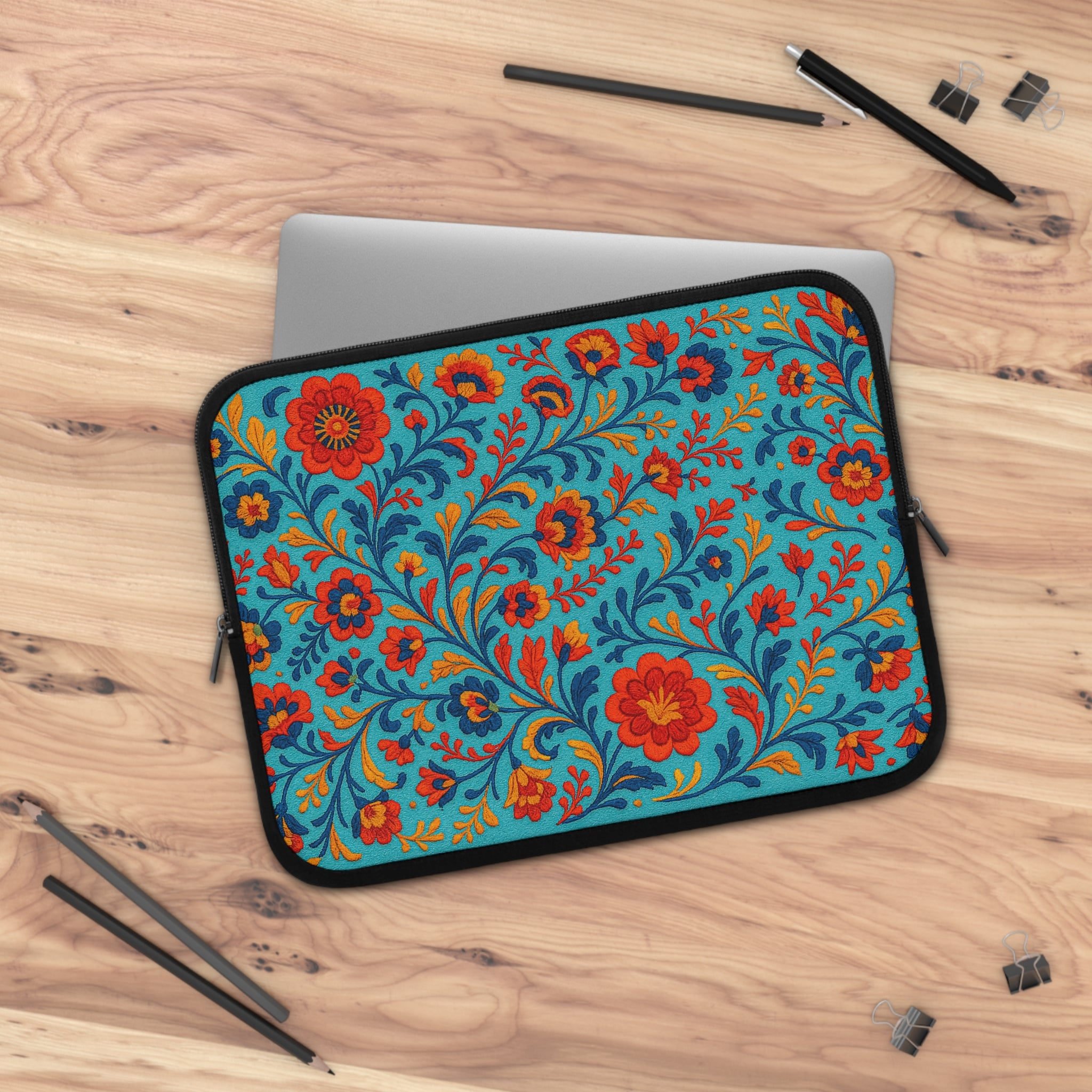 Bohemian Floral Laptop Sleeve - Colorful Tech Case, Laptop Bag, Artistic Sleeve for MacBook