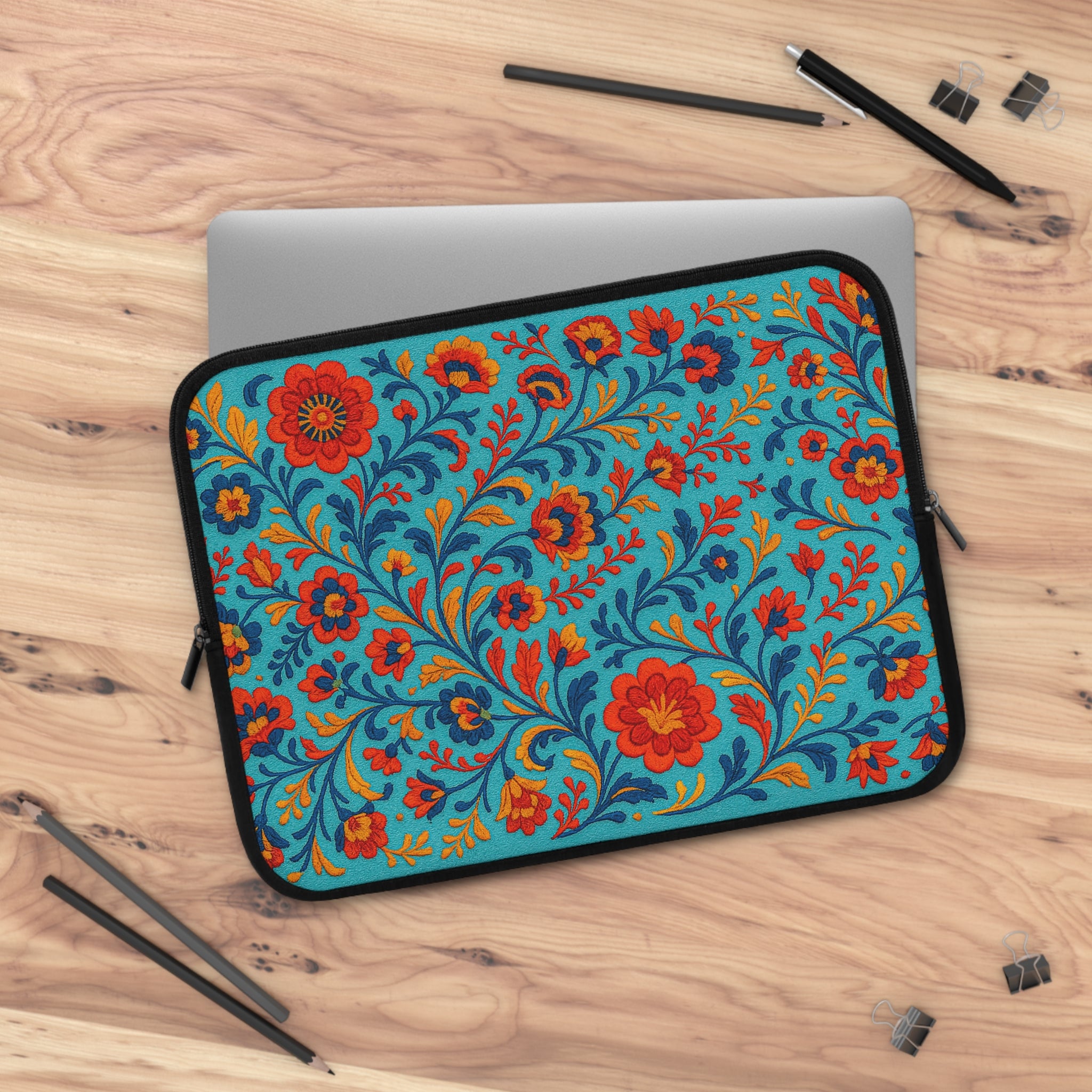 Bohemian Floral Laptop Sleeve - Colorful Tech Case, Laptop Bag, Artistic Sleeve for MacBook