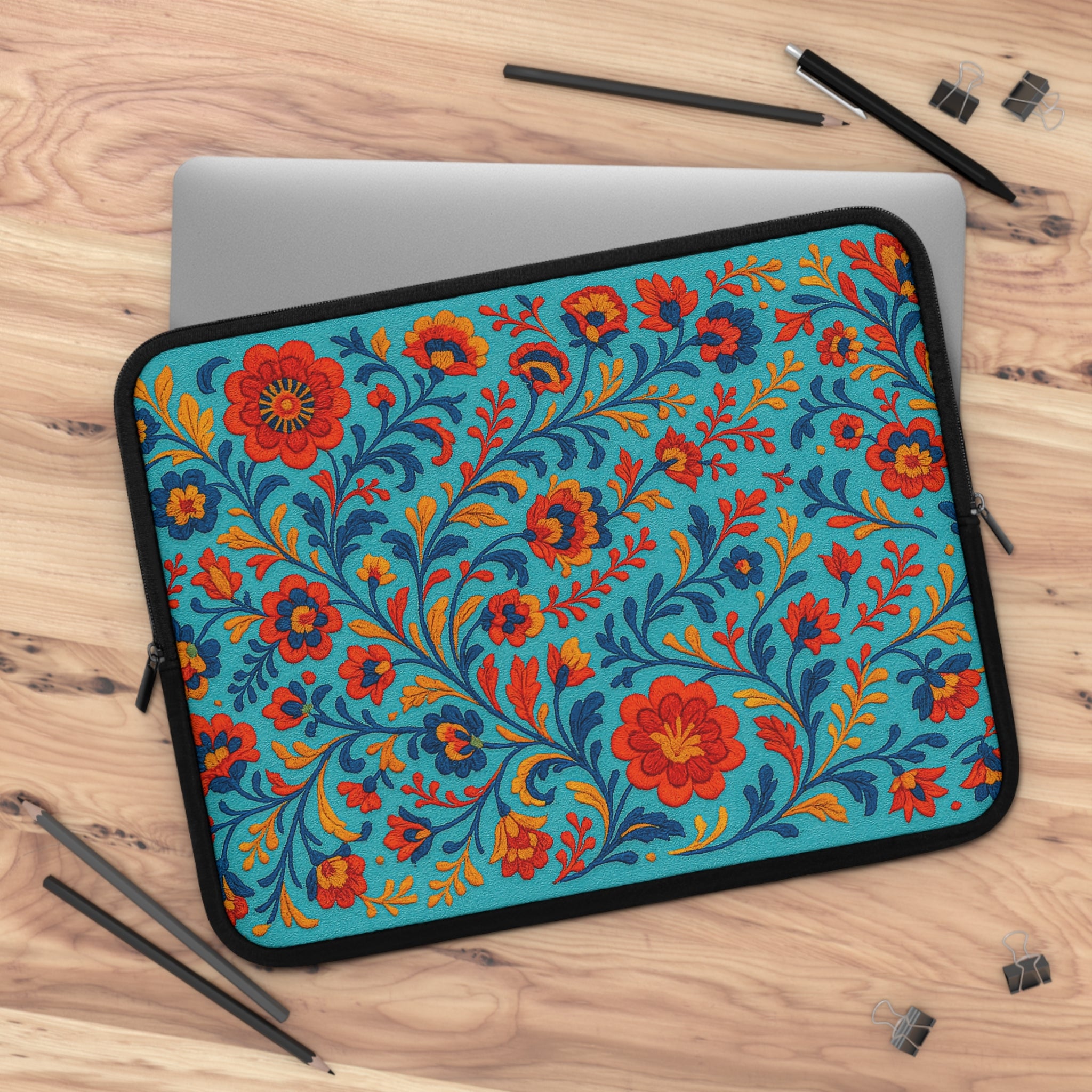 Bohemian Floral Laptop Sleeve - Colorful Tech Case, Laptop Bag, Artistic Sleeve for MacBook