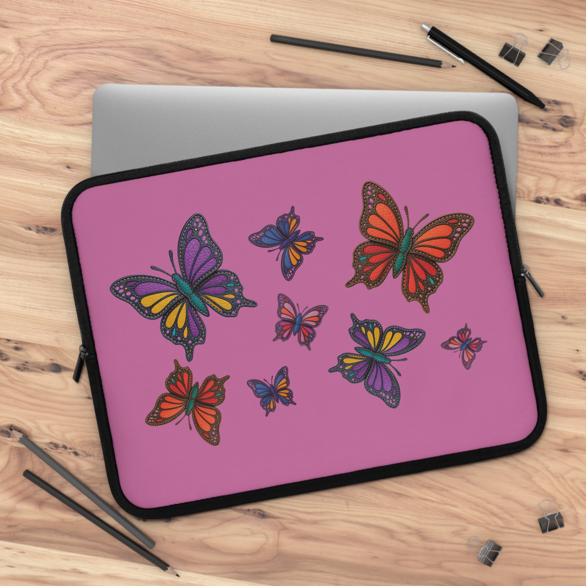 Colorful Butterfly Laptop Sleeve, Cute Purple Tech Case, Gift for Students, MacBook Bag, Unique Laptop Protector
