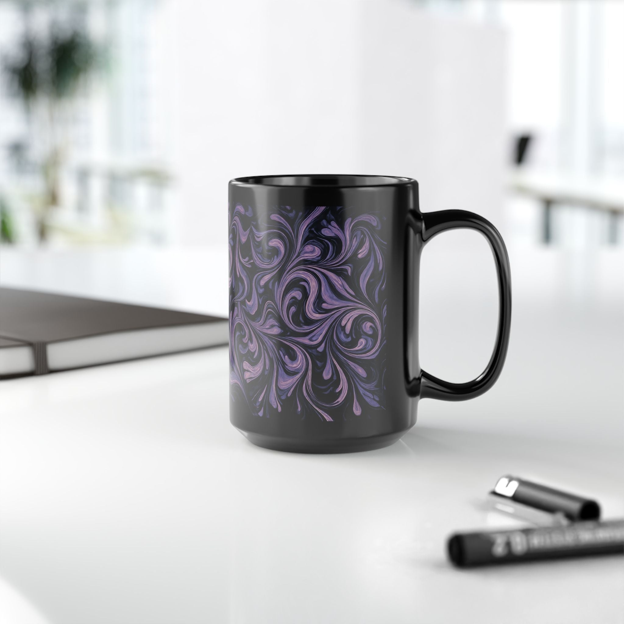 Elegant Swirl Mug - Coffee Lover Gift, Home Decor, Marbled Drinkware, Unique Kitchenware, Tea Mug, Dark Aesthetic