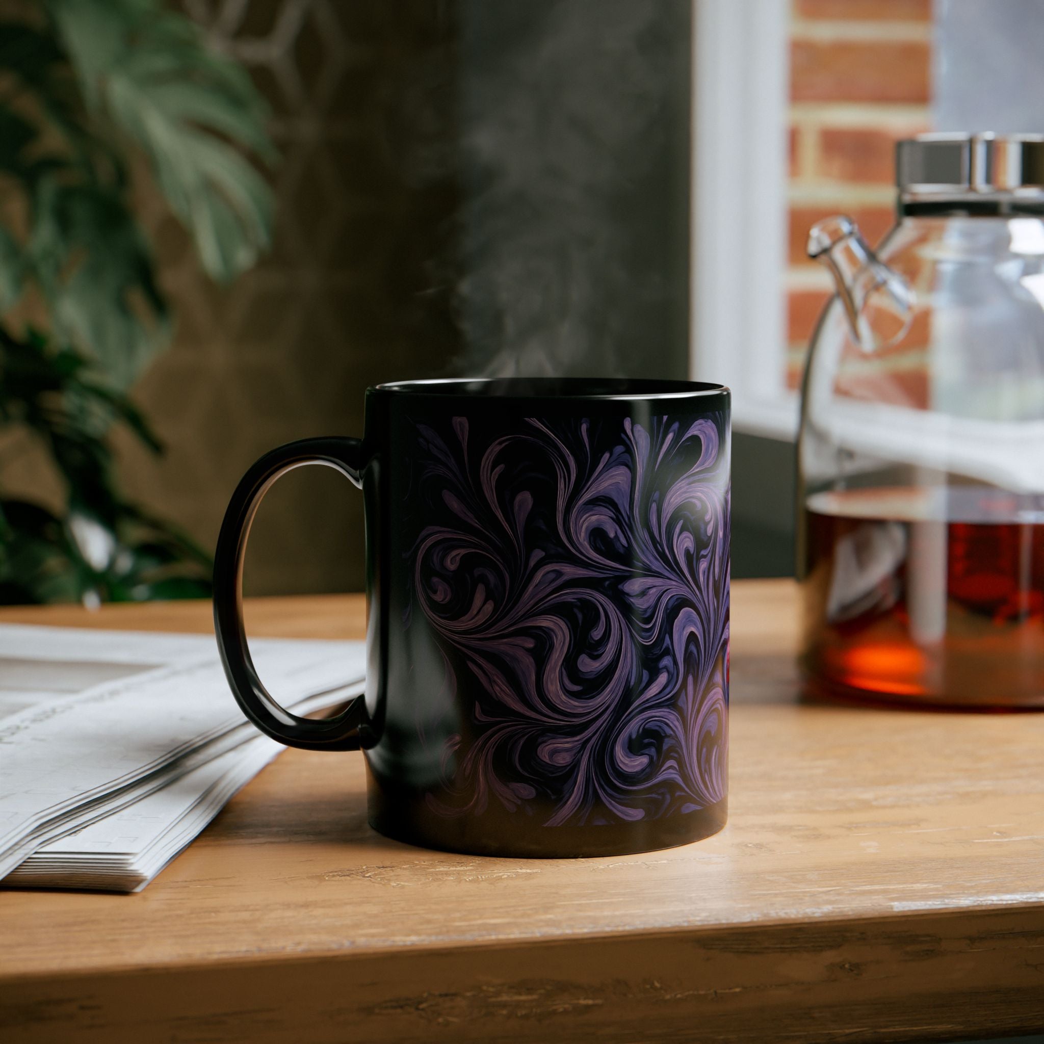 Elegant Swirl Mug - Coffee Lover Gift, Home Decor, Marbled Drinkware, Unique Kitchenware, Tea Mug, Dark Aesthetic