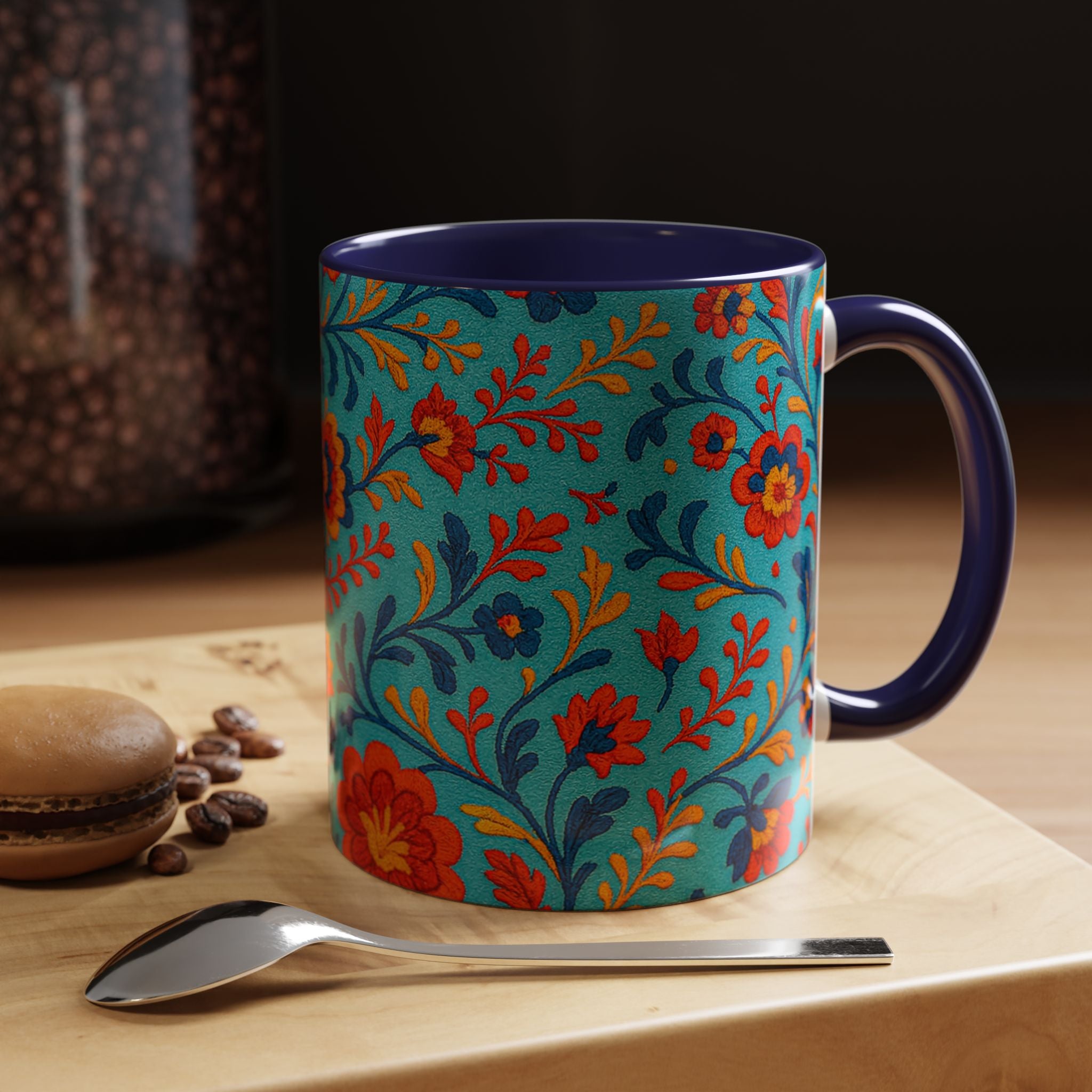 Vibrant Floral Accent Coffee Mug for Home, Office, Gifts, Mother's Day, Tea Lovers, Colorful Drinkware