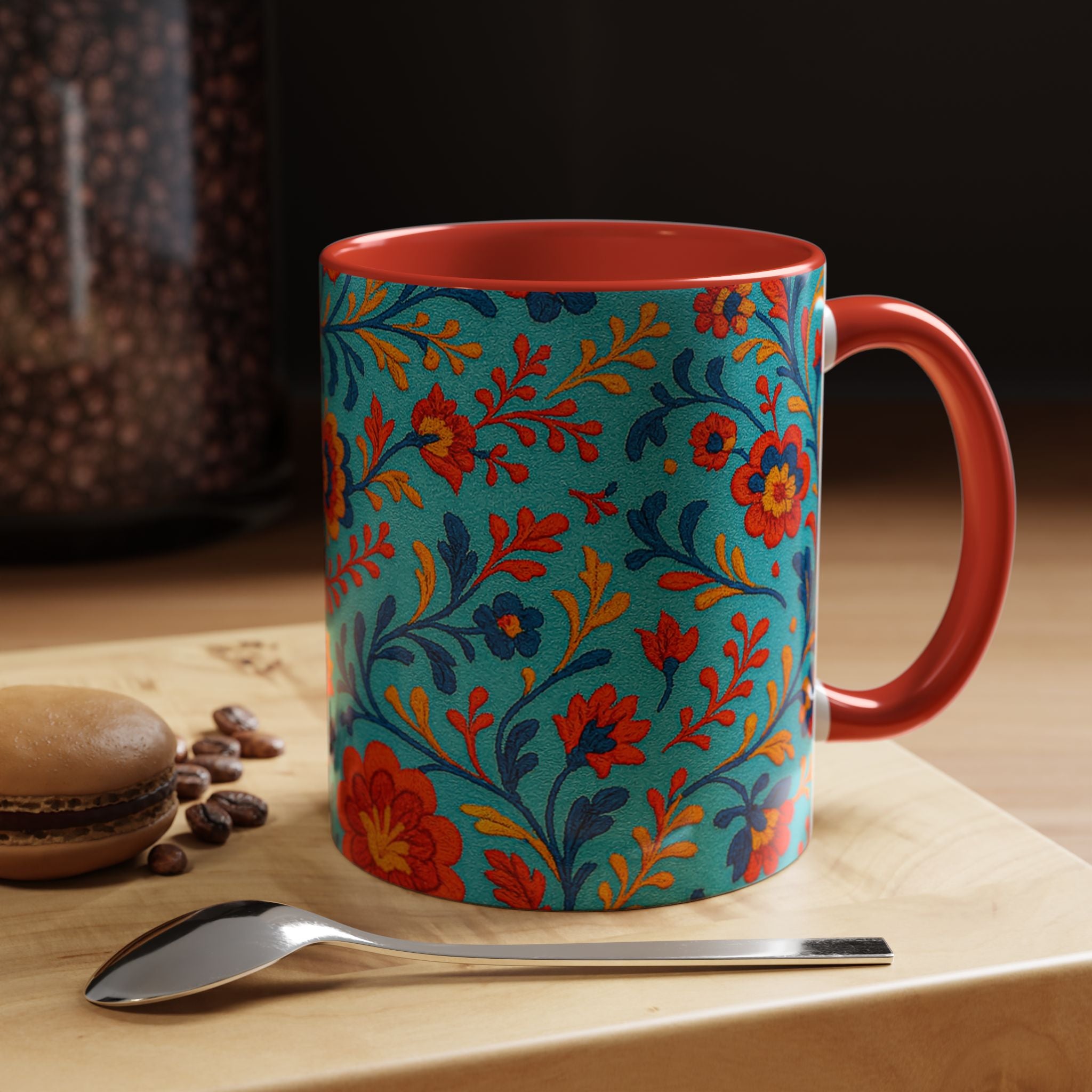 Vibrant Floral Accent Coffee Mug for Home, Office, Gifts, Mother's Day, Tea Lovers, Colorful Drinkware