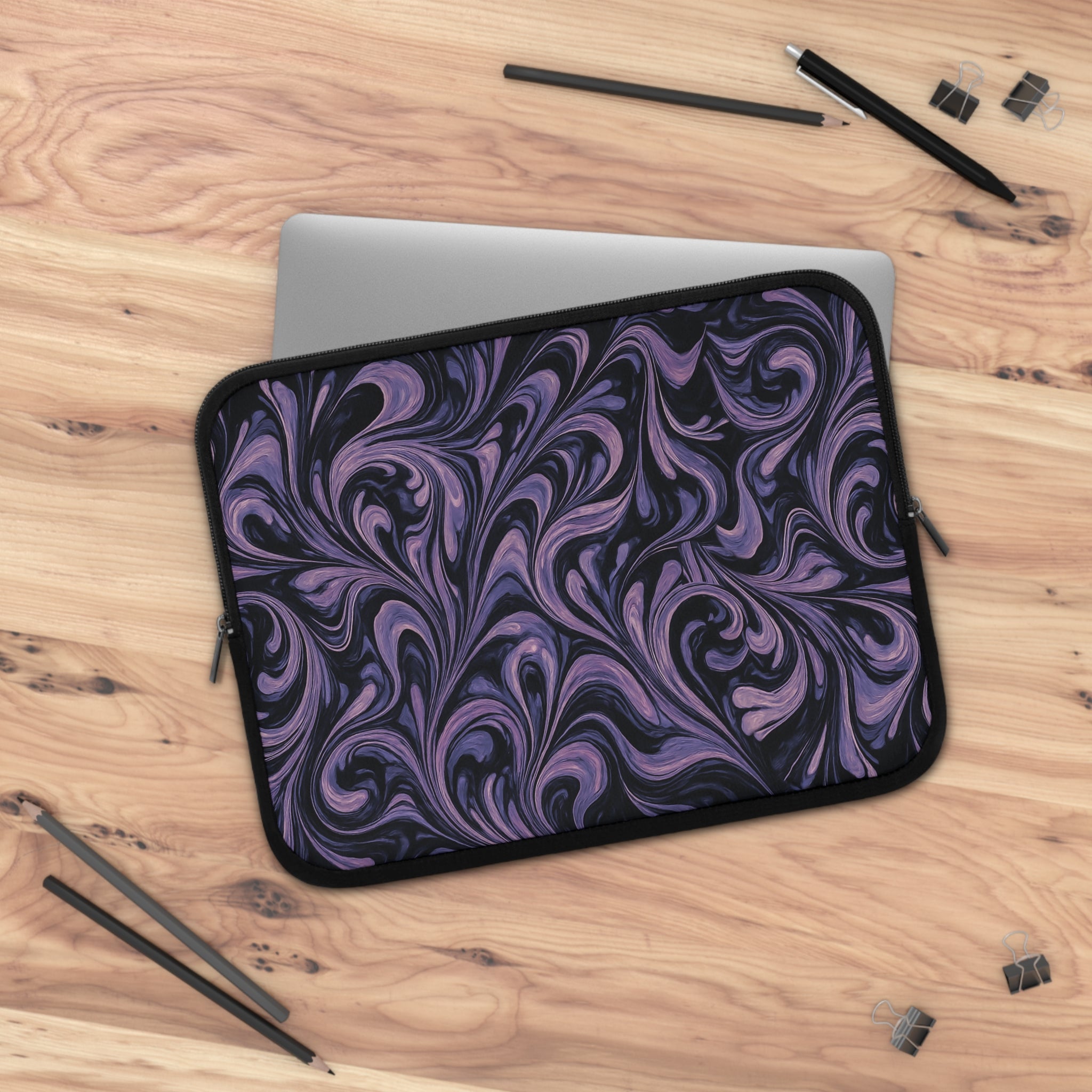 Elegant Purple Marbling Laptop and Tablet Sleeve - Stylish Computer Bag, Technology Accessory, Students, Work, and School
