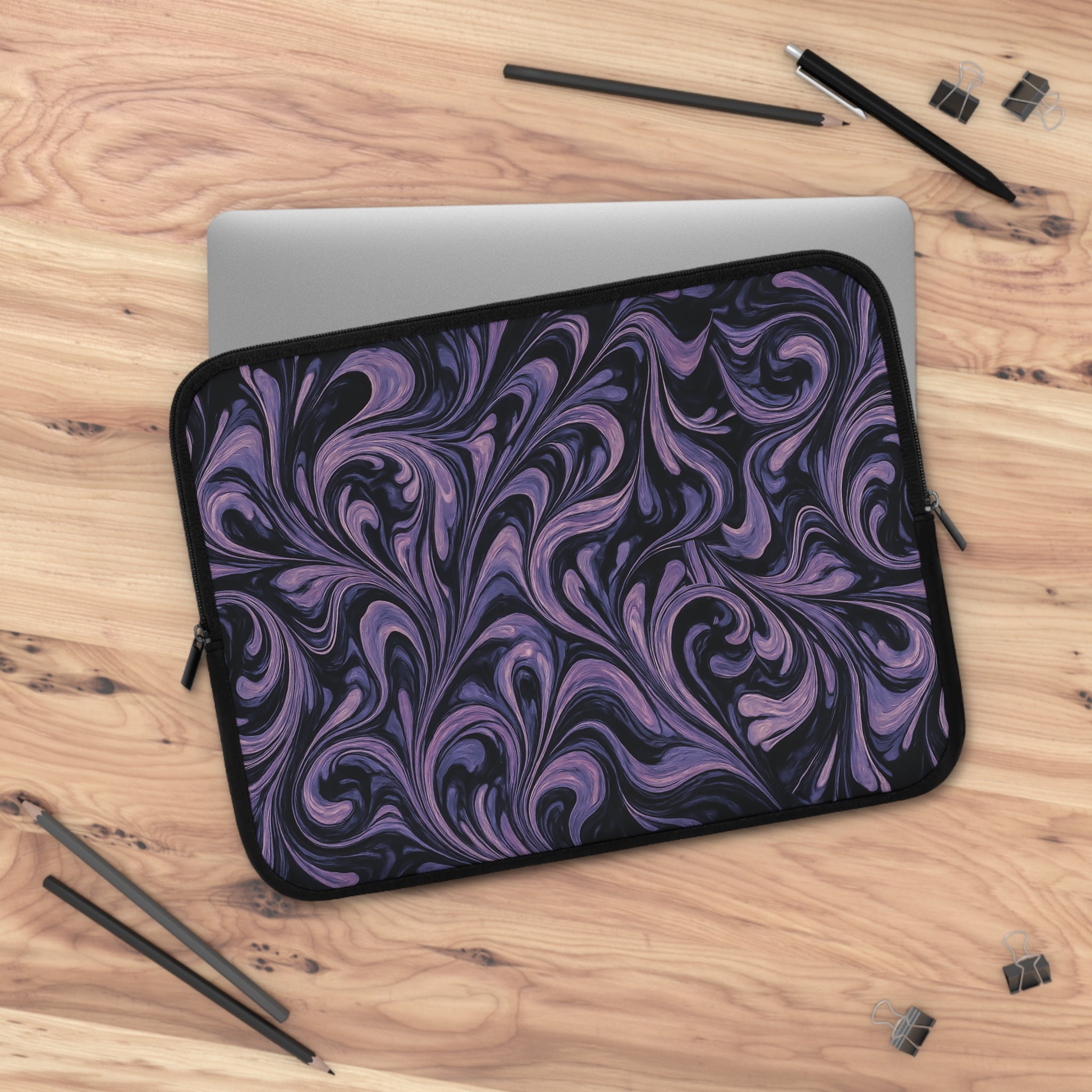 Elegant Purple Marbling Laptop and Tablet Sleeve - Stylish Computer Bag, Technology Accessory, Students, Work, and School