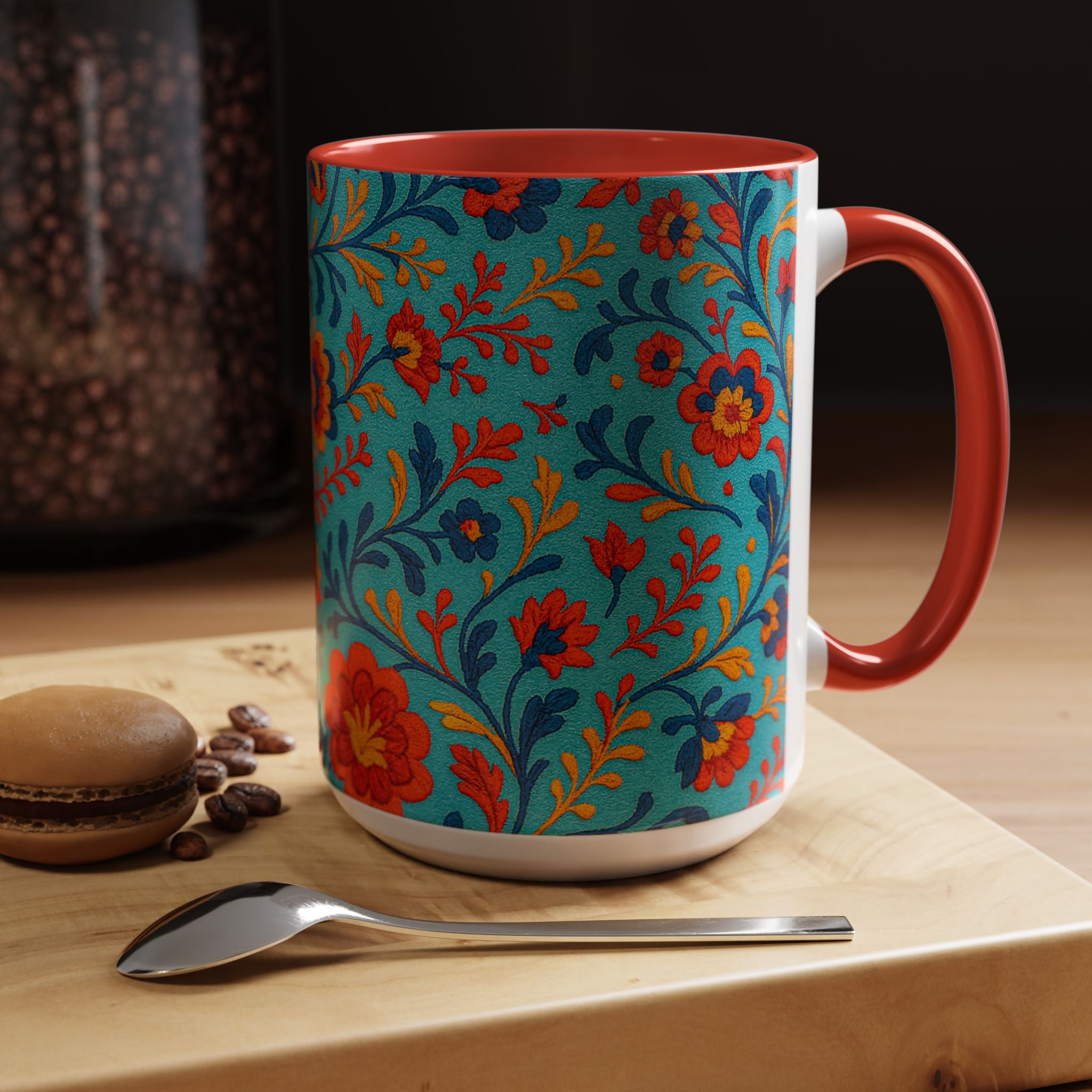 Vibrant Floral Accent Coffee Mug for Home, Office, Gifts, Mother's Day, Tea Lovers, Colorful Drinkware
