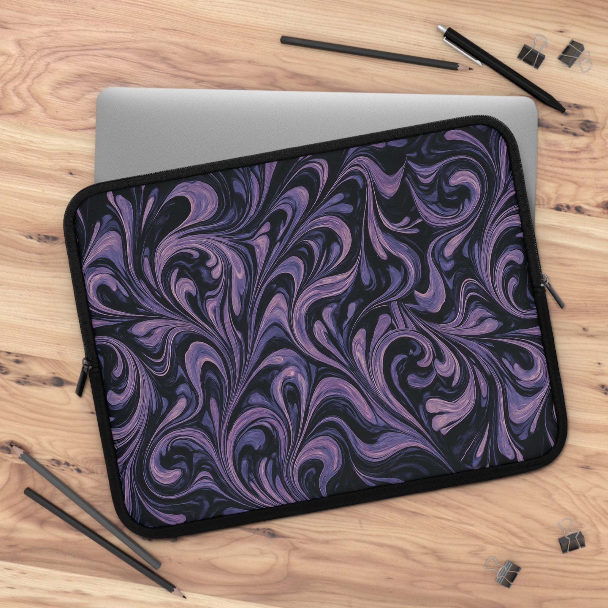 Elegant Purple Marbling Laptop and Tablet Sleeve - Stylish Computer Bag, Technology Accessory, Students, Work, and School