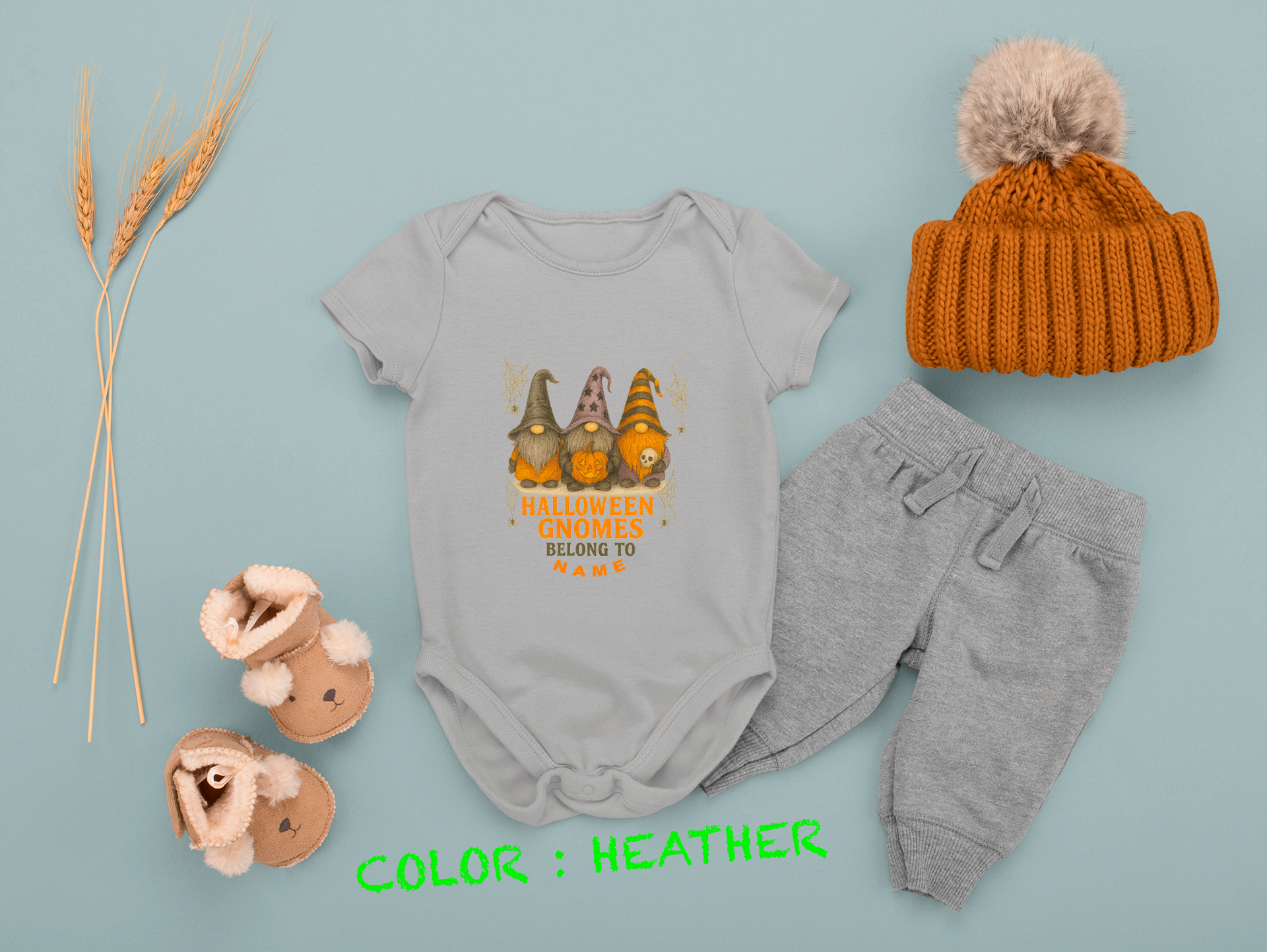 Halloween Baby Outfit, Fun Baby Outfit, Adorable Bodysuit, Baby Shower Favor, Baby Clothes. Garden Gnome Themed.