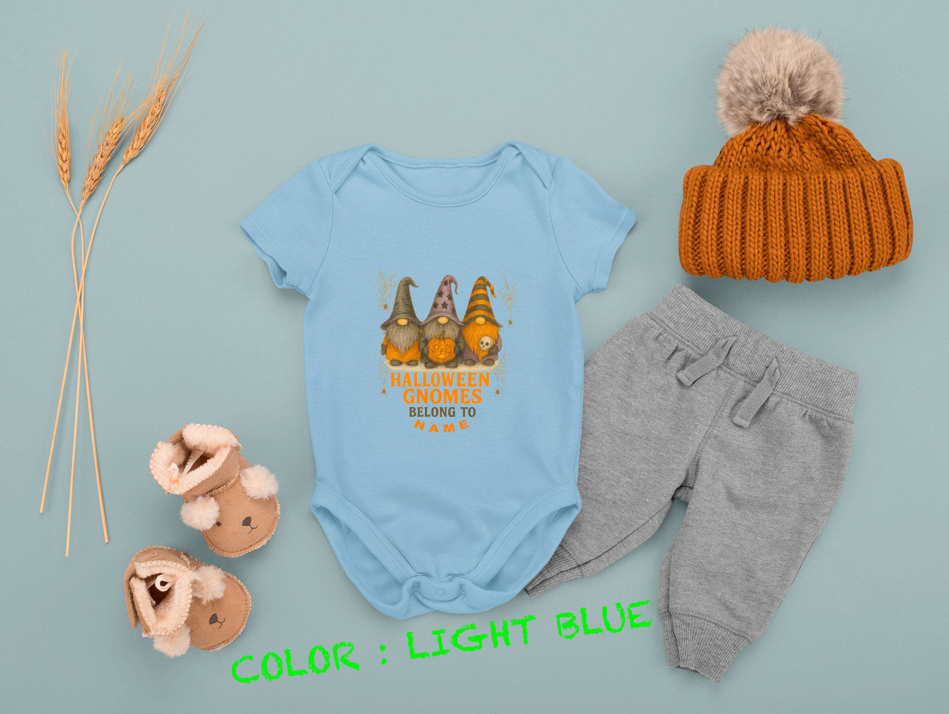 Halloween Baby Outfit, Fun Baby Outfit, Adorable Bodysuit, Baby Shower Favor, Baby Clothes. Garden Gnome Themed.