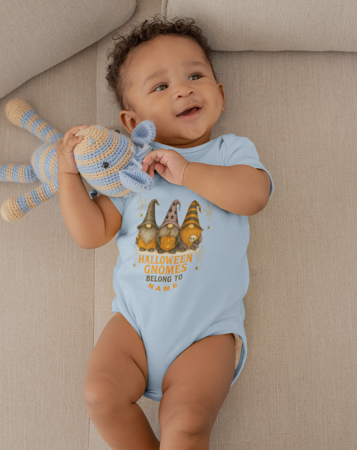 Halloween Baby Outfit, Fun Baby Outfit, Adorable Bodysuit, Baby Shower Favor, Baby Clothes. Garden Gnome Themed.