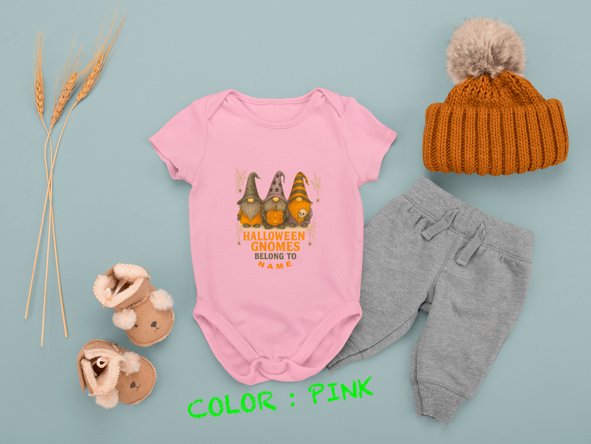 Halloween Baby Outfit, Fun Baby Outfit, Adorable Bodysuit, Baby Shower Favor, Baby Clothes. Garden Gnome Themed.
