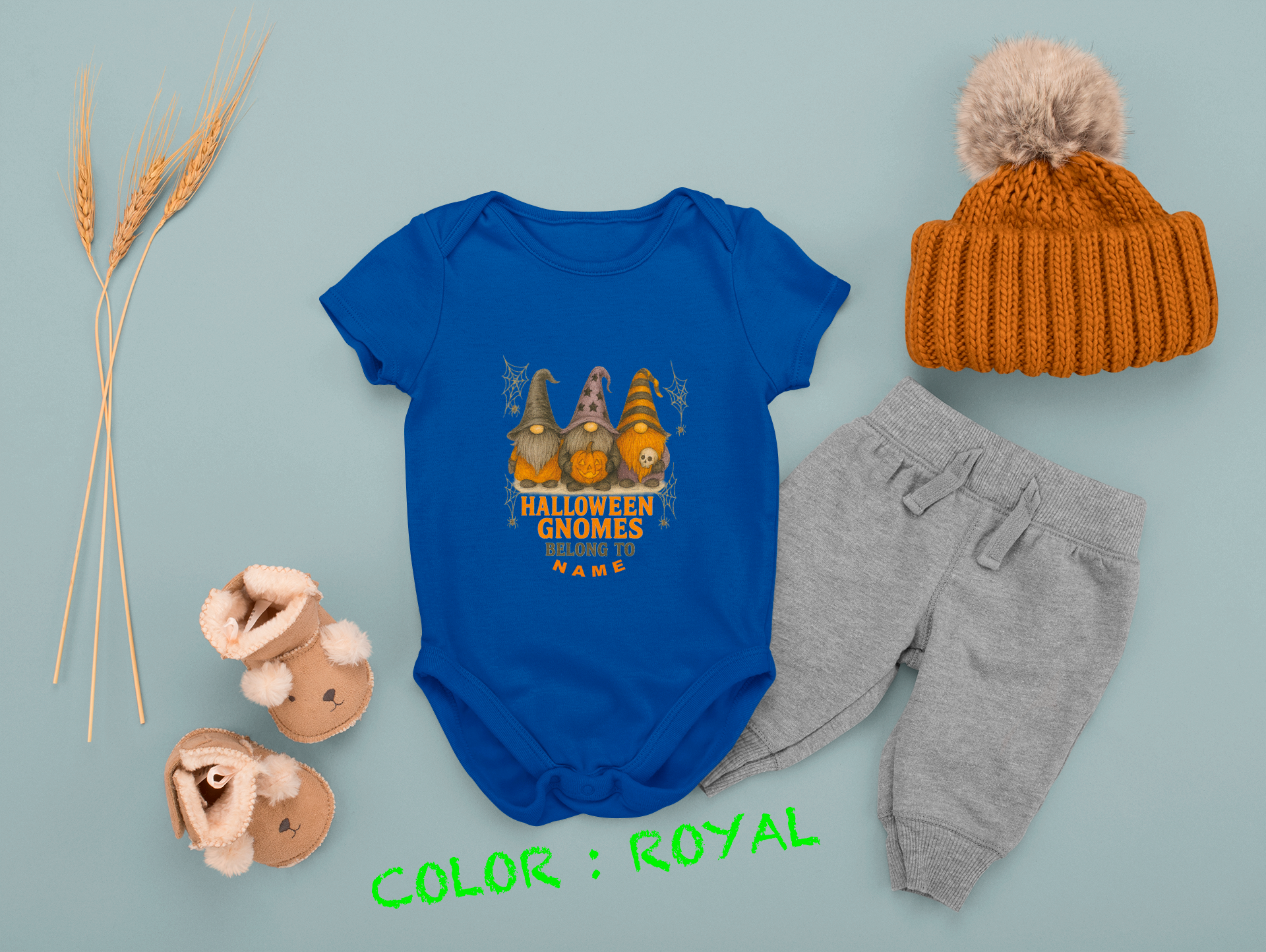 Halloween Baby Outfit, Fun Baby Outfit, Adorable Bodysuit, Baby Shower Favor, Baby Clothes. Garden Gnome Themed.