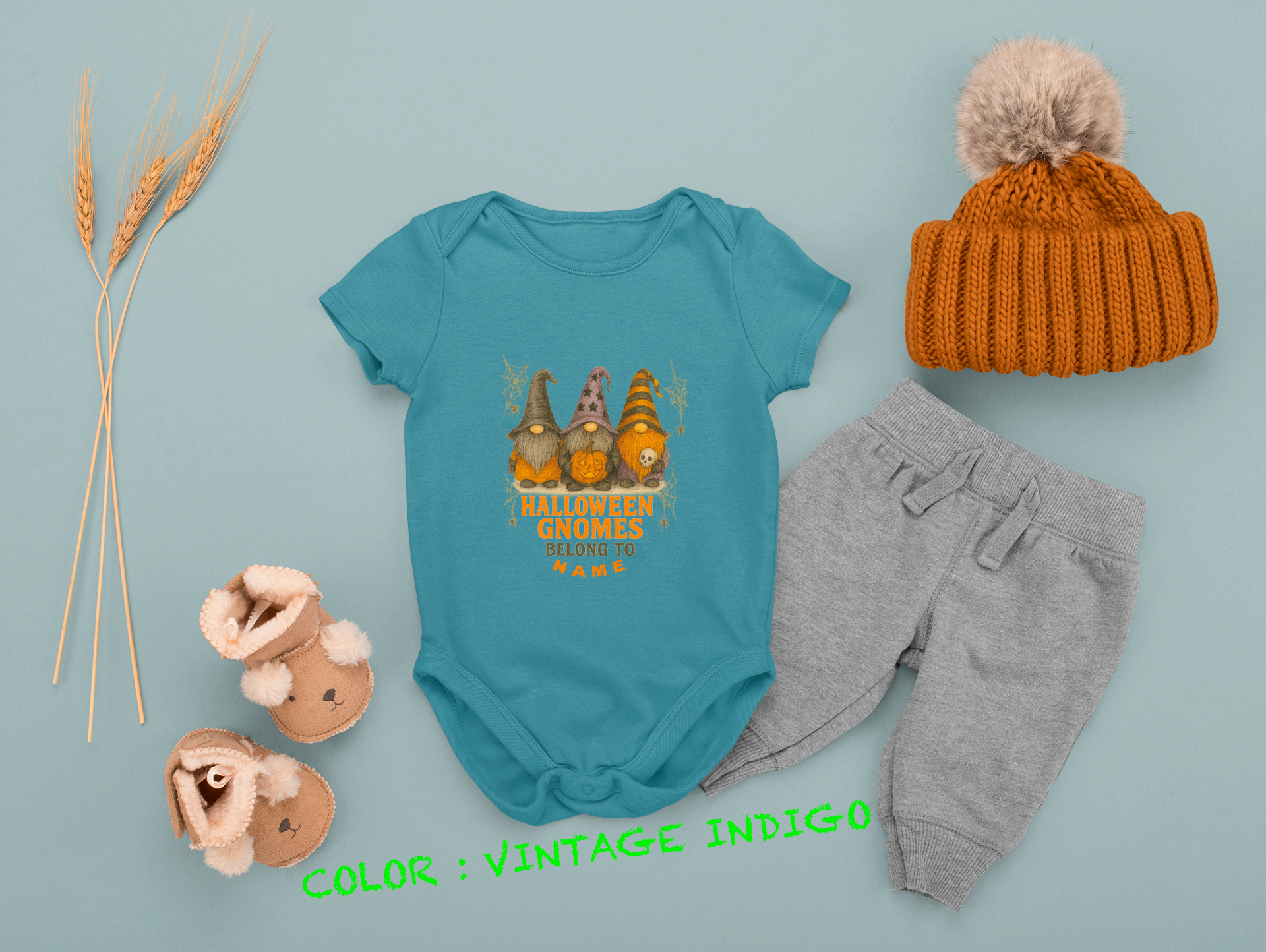 Halloween Baby Outfit, Fun Baby Outfit, Adorable Bodysuit, Baby Shower Favor, Baby Clothes. Garden Gnome Themed.