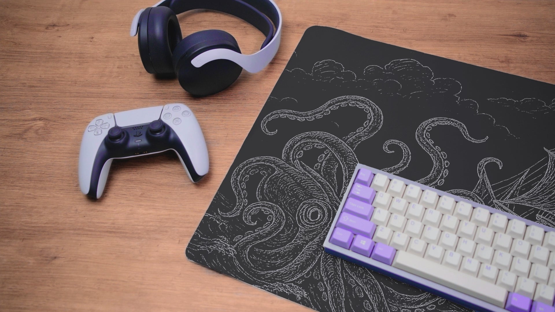 Nautical Octopus Desk Mat | Sea Creature Office Decor, Gaming Mat, Gift for Sailors, Coastal Theme, Nautical Home Office