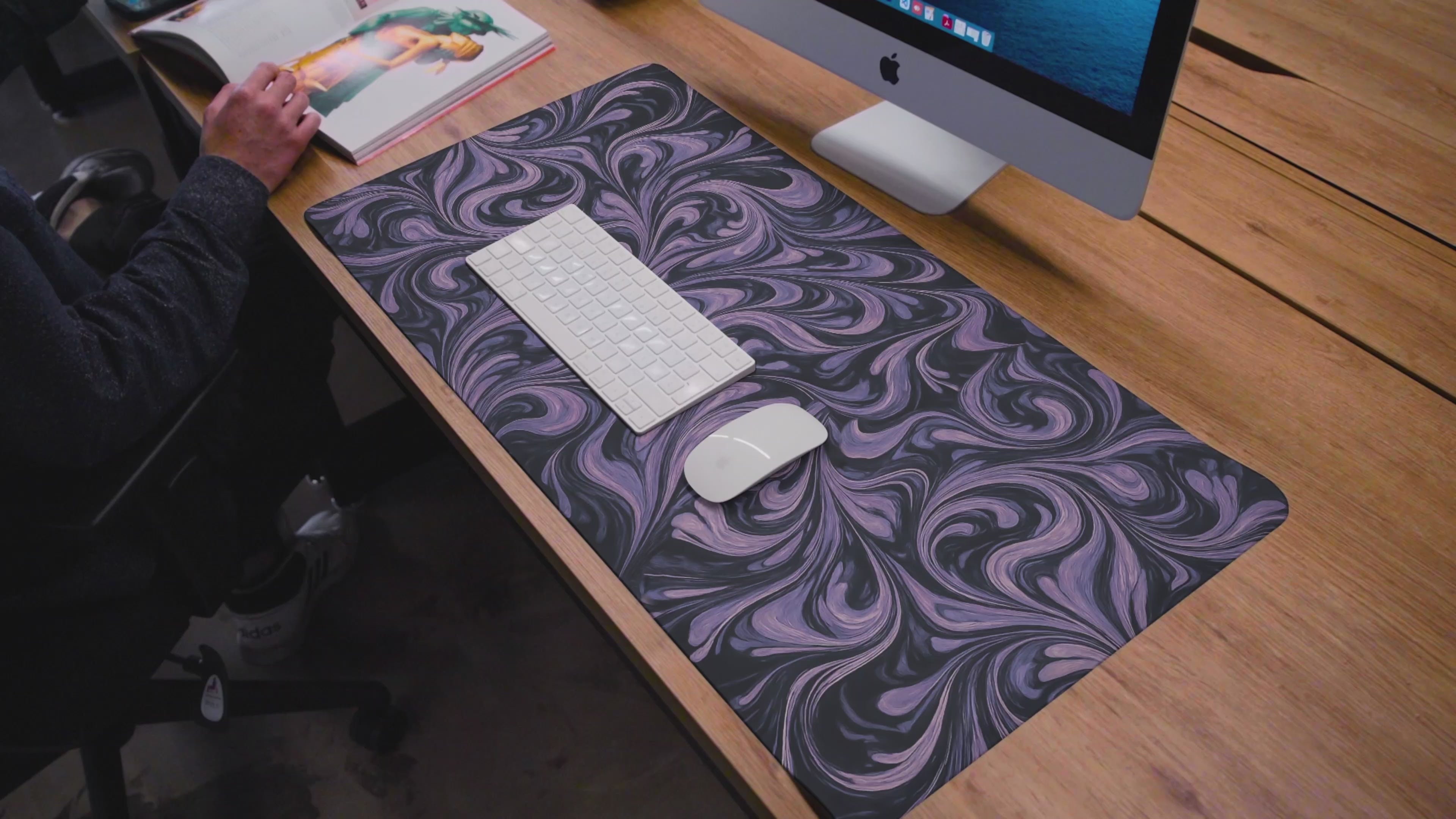Stylish Desk Mat with Elegant Swirl Design, Office Decor, Home Workspace Accessory, Gift for Remote Workers, Desk Accessories
