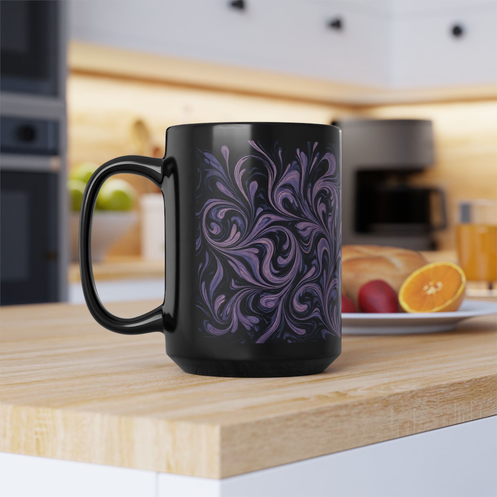 Elegant Swirl Mug - Coffee Lover Gift, Home Decor, Marbled Drinkware, Unique Kitchenware, Tea Mug, Dark Aesthetic