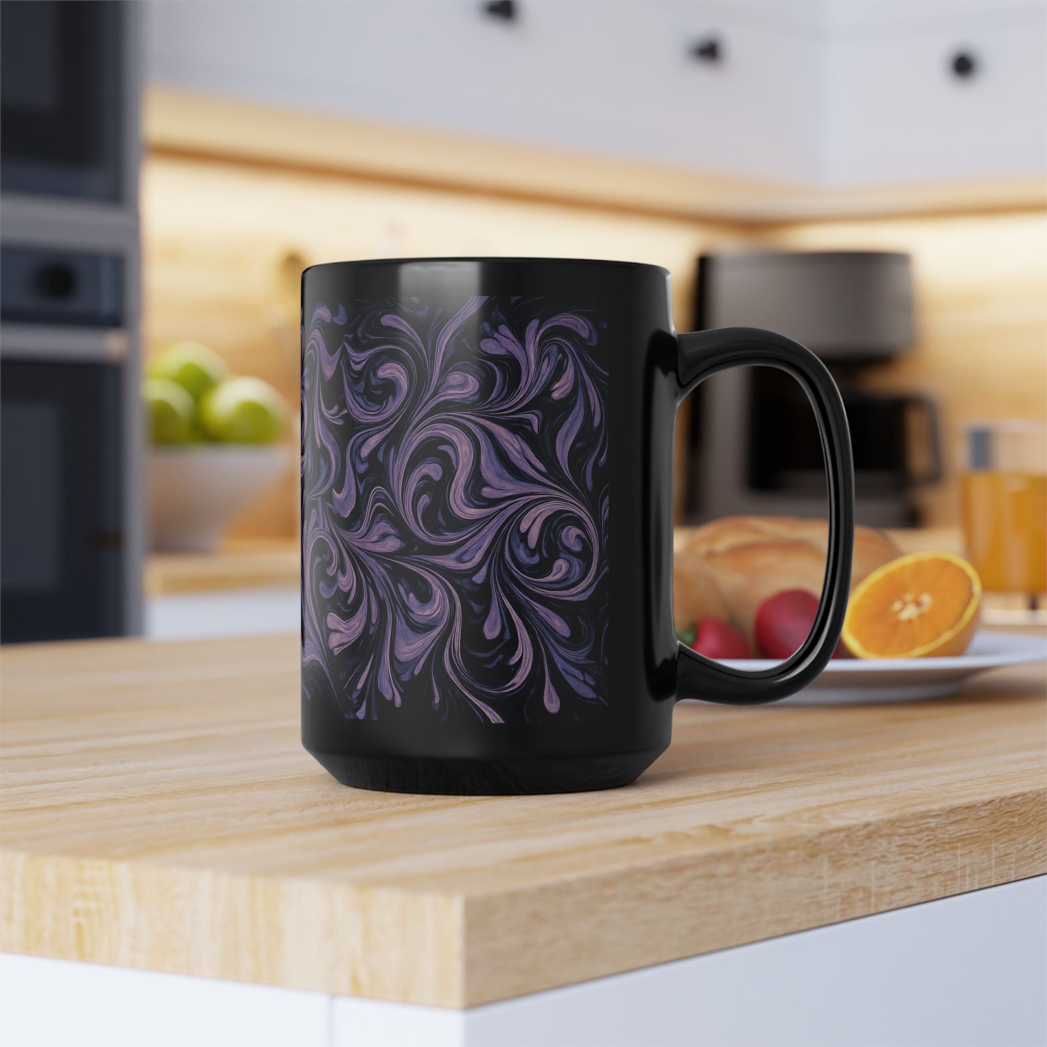 Elegant Swirl Mug - Coffee Lover Gift, Home Decor, Marbled Drinkware, Unique Kitchenware, Tea Mug, Dark Aesthetic
