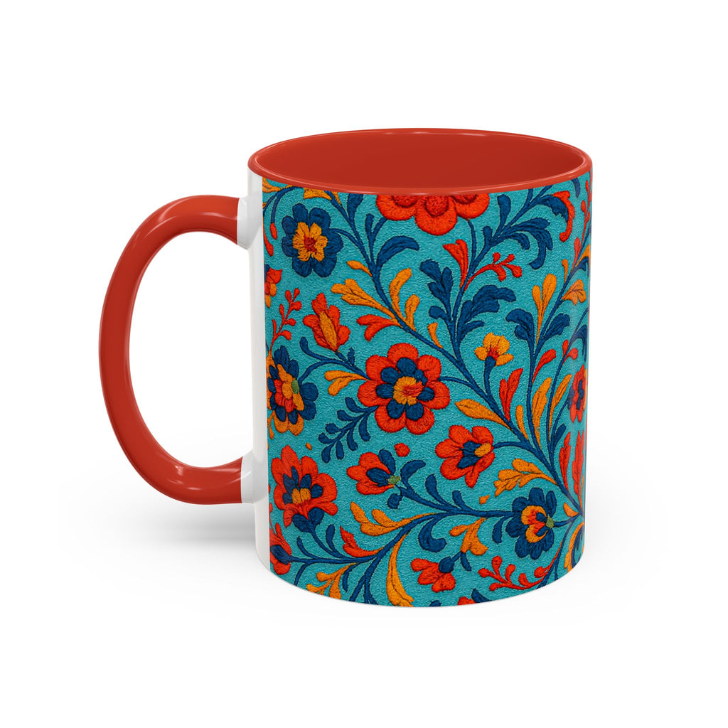 Vibrant Floral Accent Coffee Mug for Home, Office, Gifts, Mother's Day, Tea Lovers, Colorful Drinkware