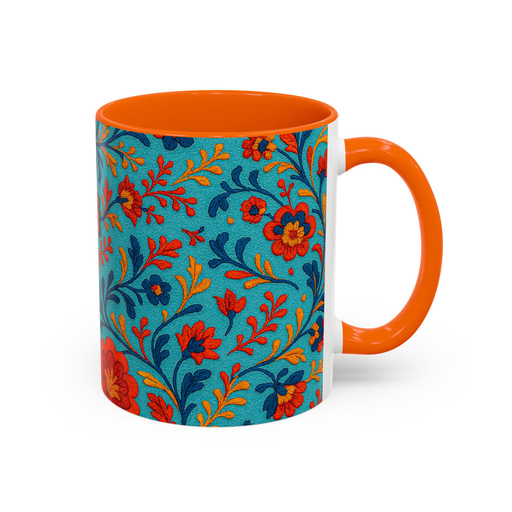 Vibrant Floral Accent Coffee Mug for Home, Office, Gifts, Mother's Day, Tea Lovers, Colorful Drinkware