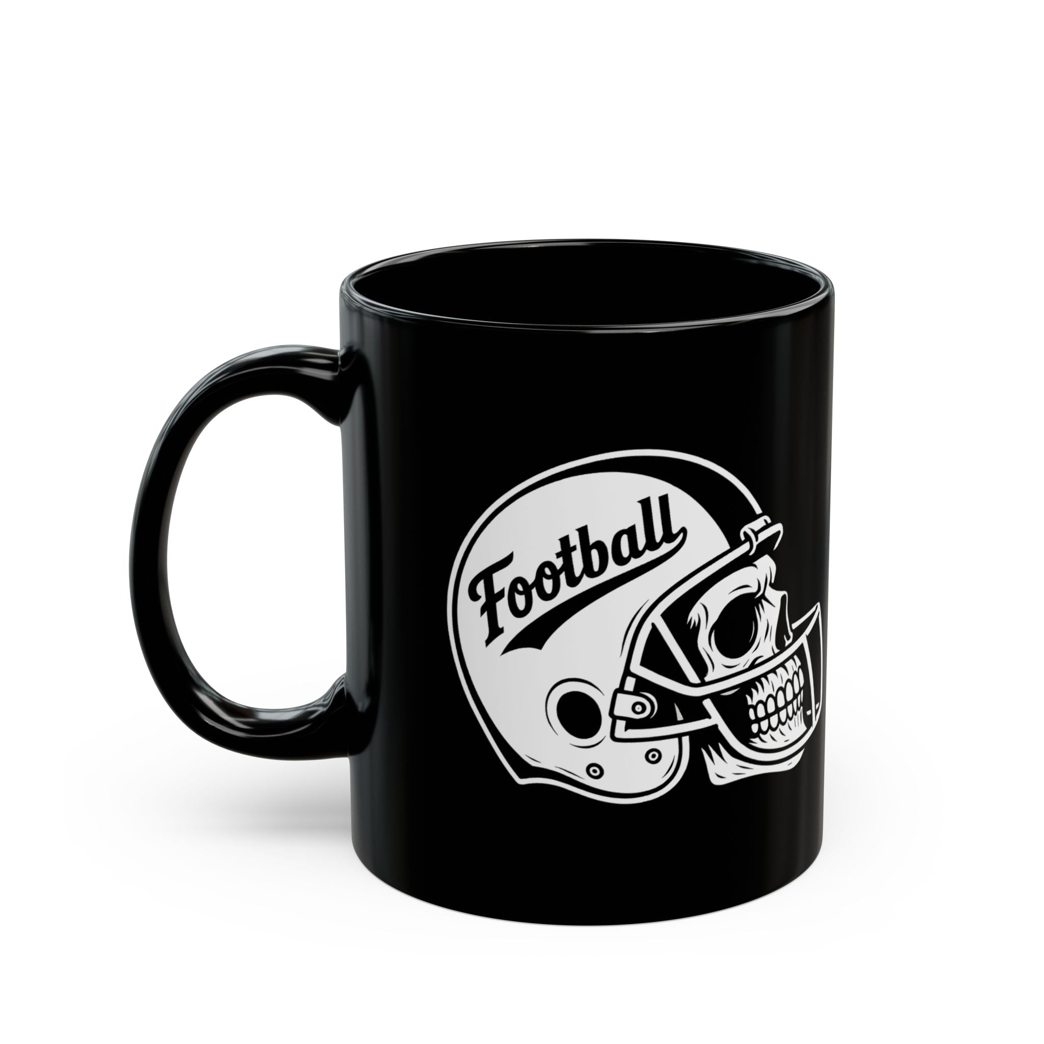 Football Skull Mug - Perfect for Sports Fans, Halloween, Gifting, Home Decor, Coffee Lover's Black Mug
