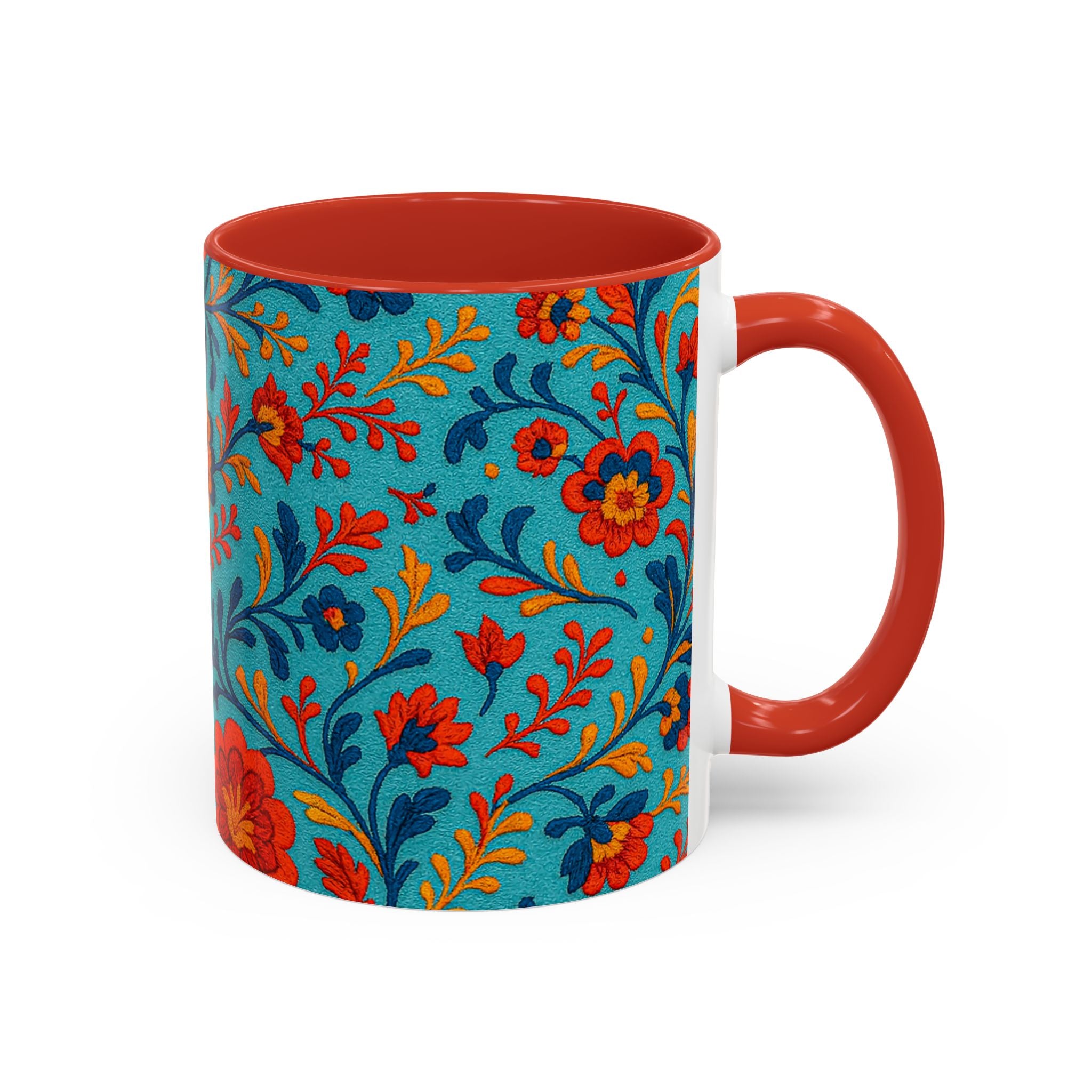 Vibrant Floral Accent Coffee Mug for Home, Office, Gifts, Mother's Day, Tea Lovers, Colorful Drinkware