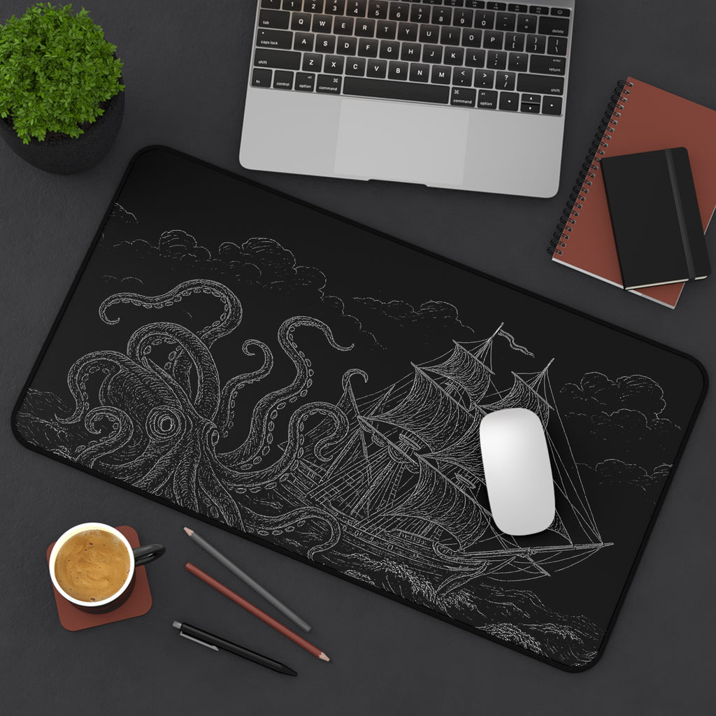 Nautical Octopus Desk Mat | Sea Creature Office Decor, Gaming Mat, Gift for Sailors, Coastal Theme, Nautical Home Office