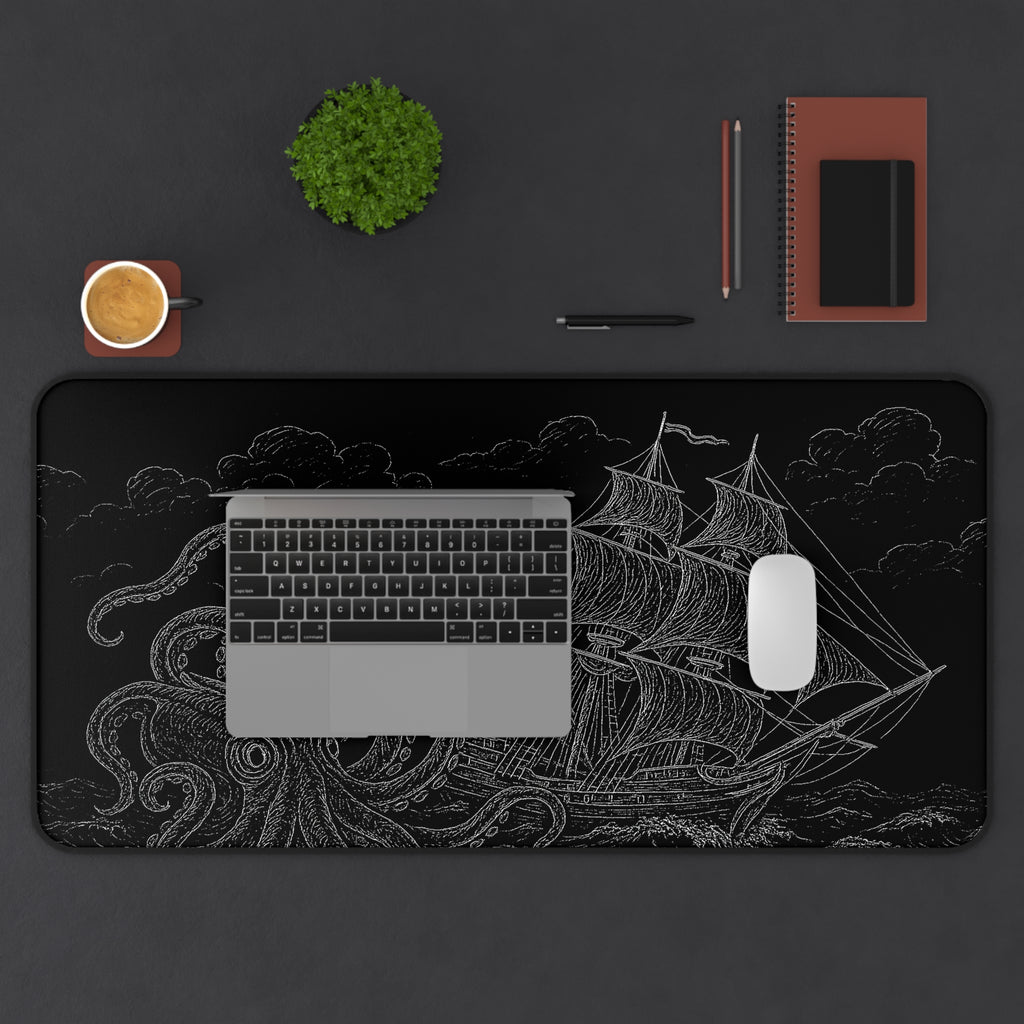 Nautical Octopus Desk Mat | Sea Creature Office Decor, Gaming Mat, Gift for Sailors, Coastal Theme, Nautical Home Office